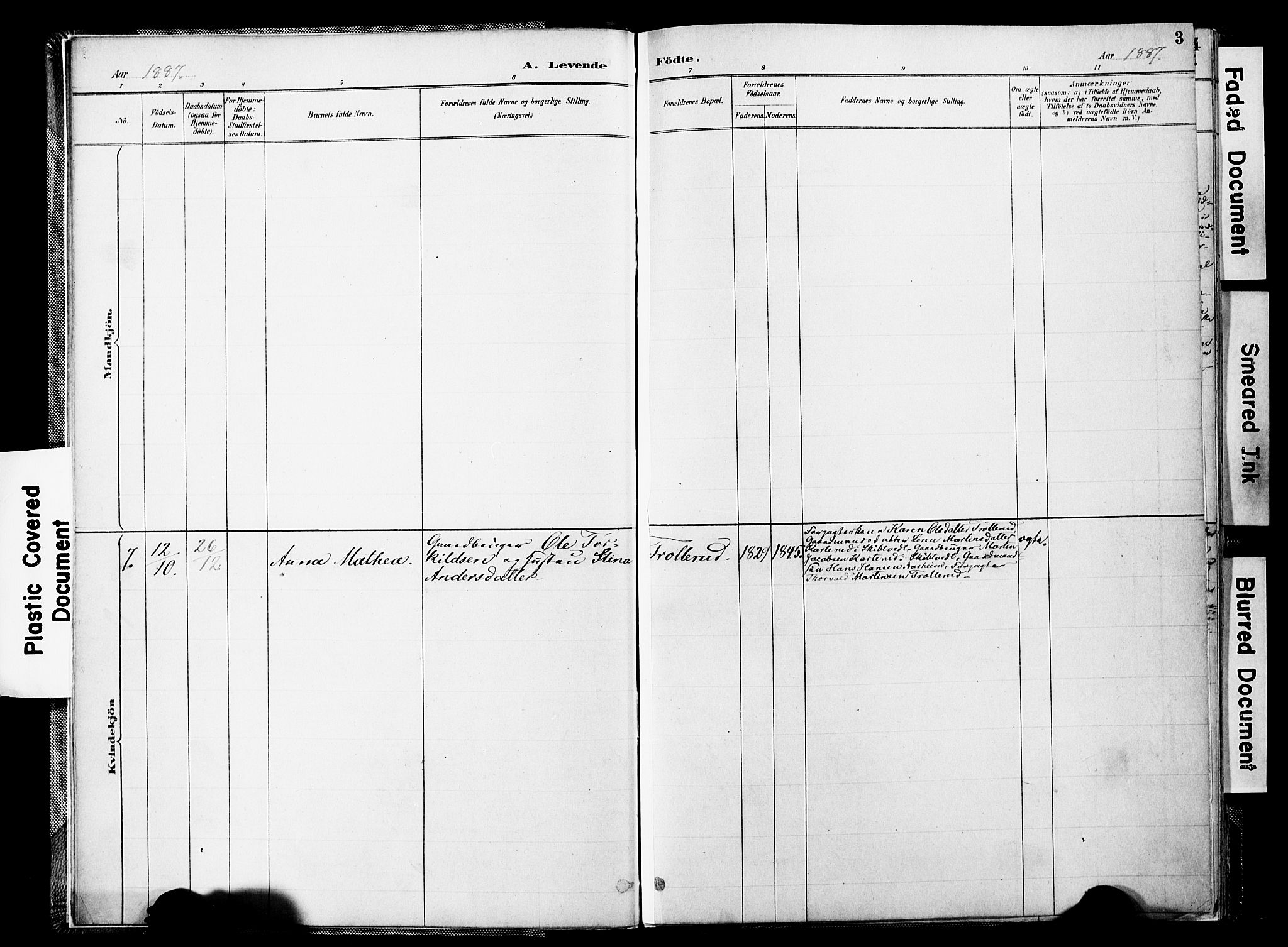 Spydeberg prestekontor Kirkebøker, SAO/A-10924/F/Fc/L0001: Parish register (official) no. III 1, 1886-1907, p. 3