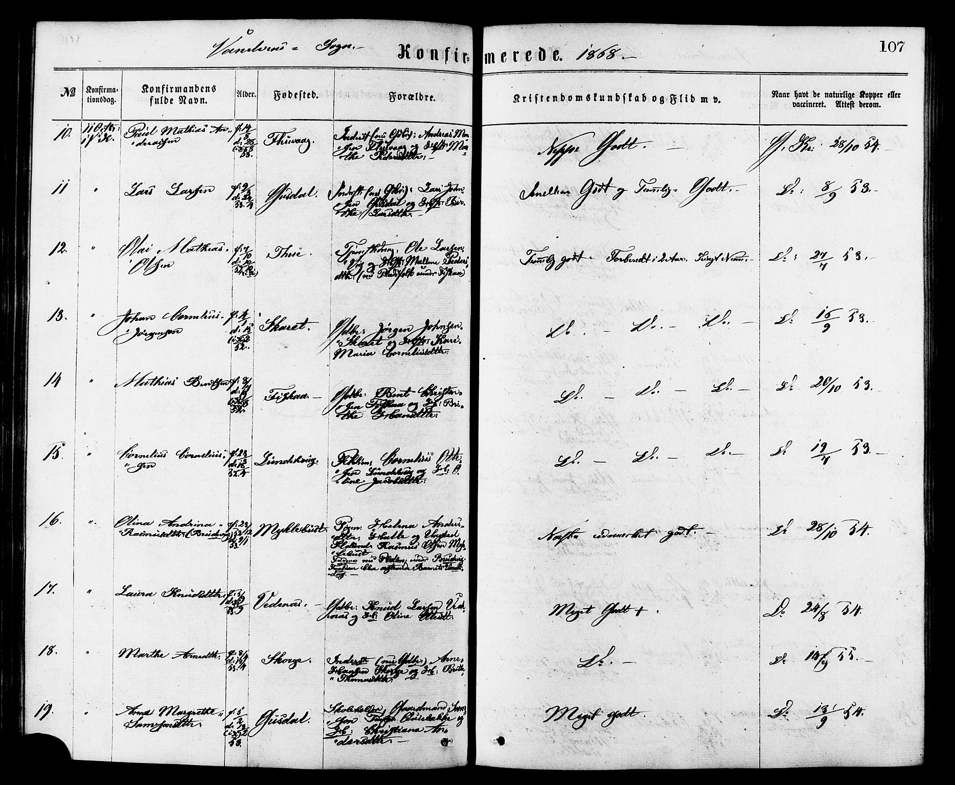 Ministerialprotokoller, klokkerbøker og fødselsregistre - Møre og Romsdal, AV/SAT-A-1454/501/L0007: Parish register (official) no. 501A07, 1868-1884, p. 107