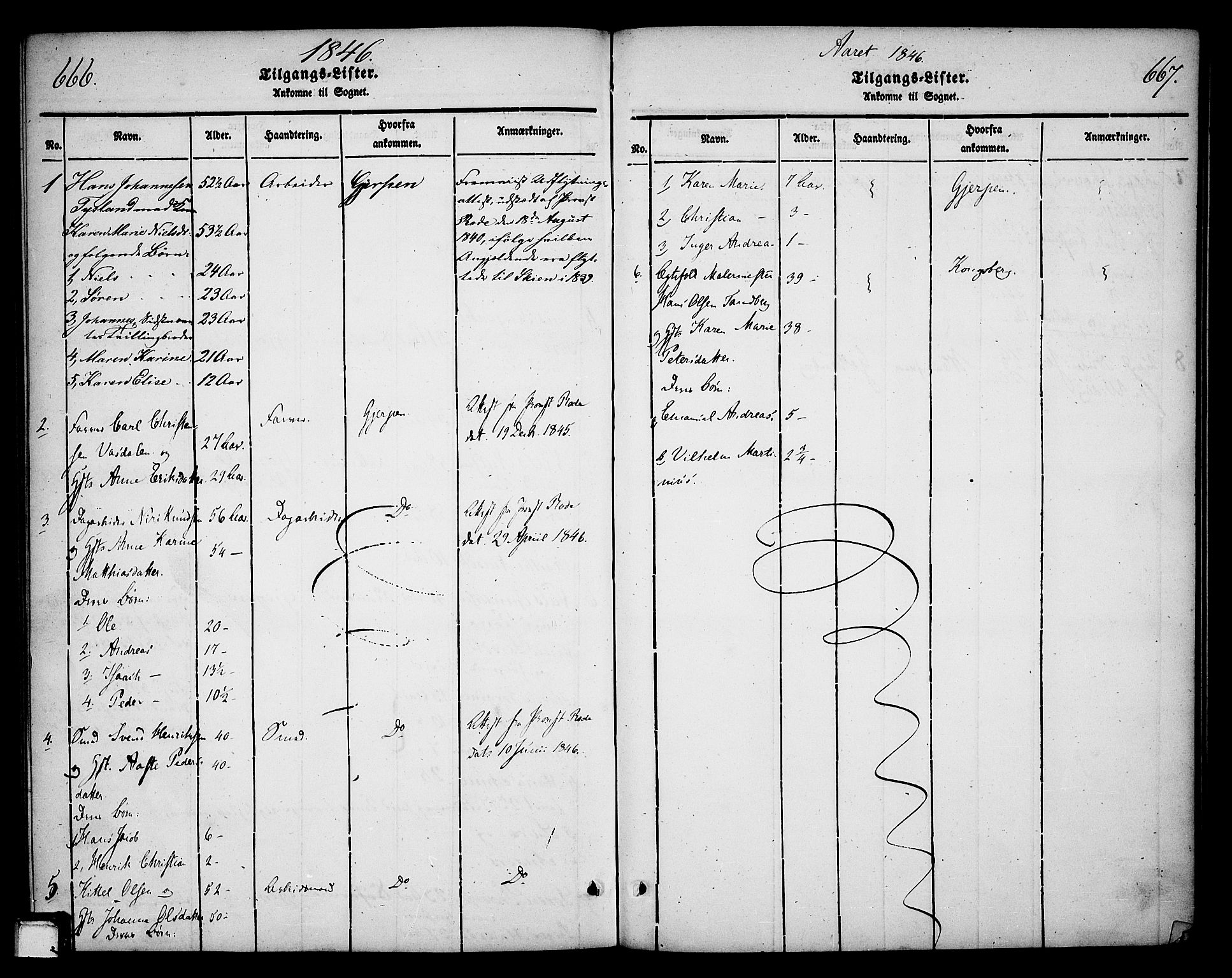 Skien kirkebøker, SAKO/A-302/F/Fa/L0006b: Parish register (official) no. 6B, 1843-1846, p. 666-667