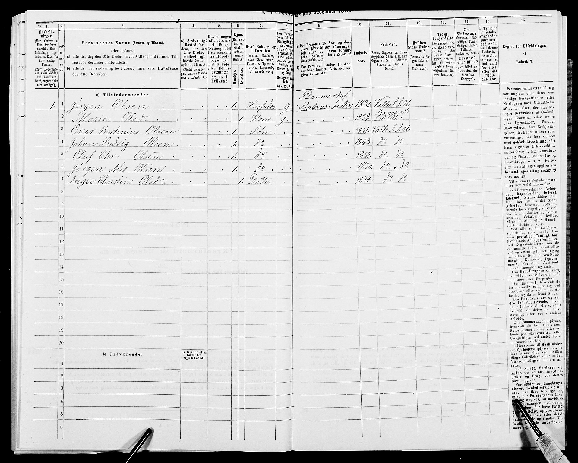 SAK, 1875 census for 1029P Sør-Audnedal, 1875, p. 1294