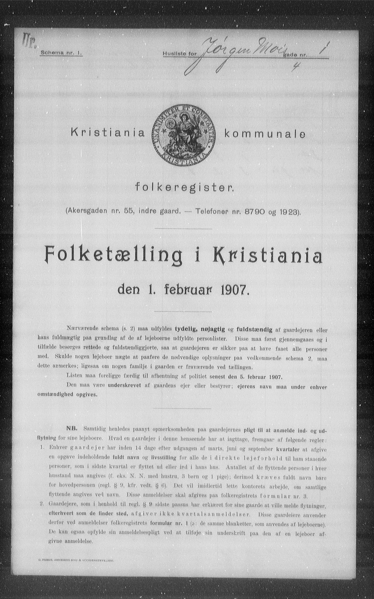 OBA, Municipal Census 1907 for Kristiania, 1907, p. 24315