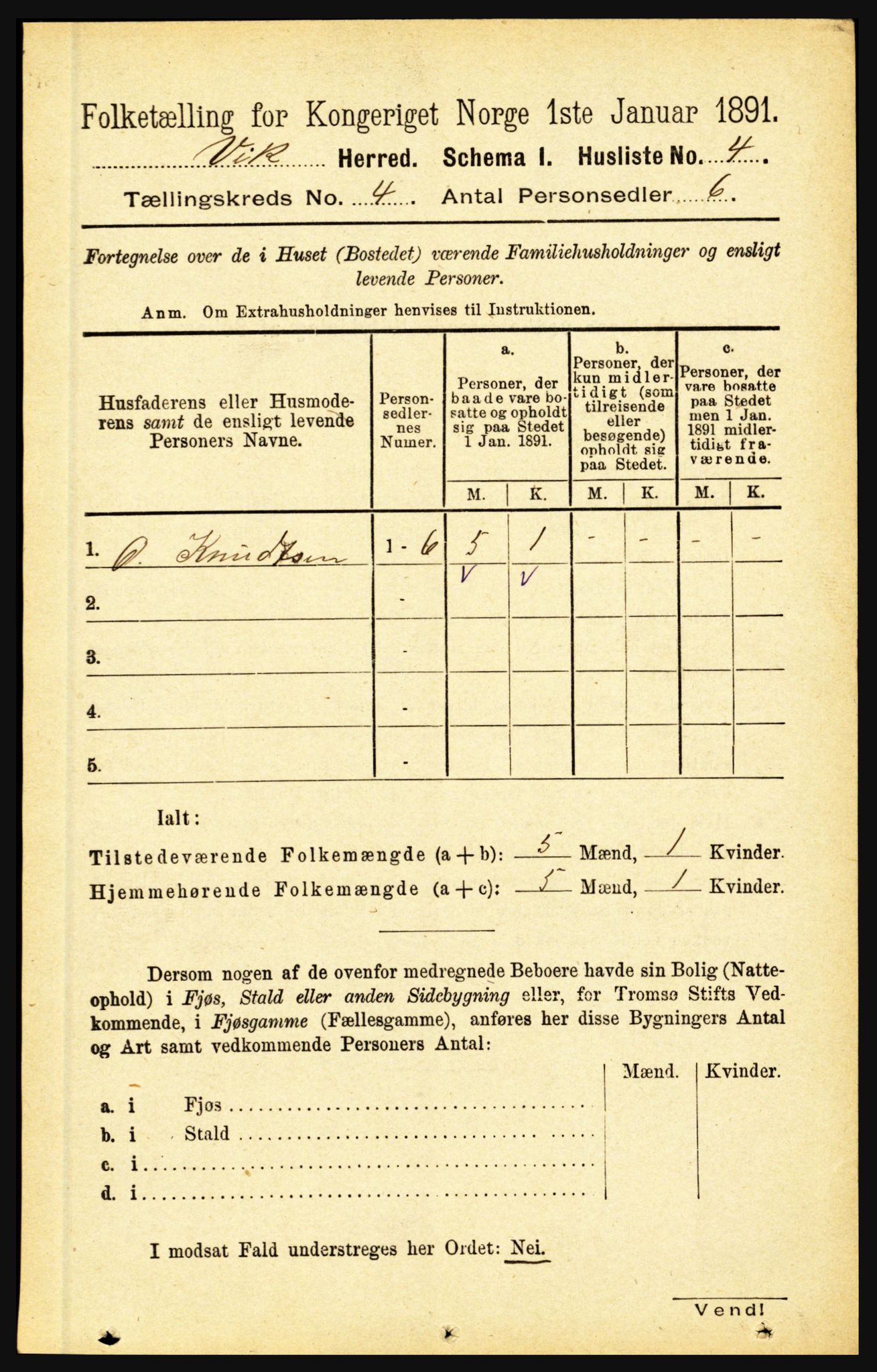 RA, 1891 census for 1417 Vik, 1891, p. 1715