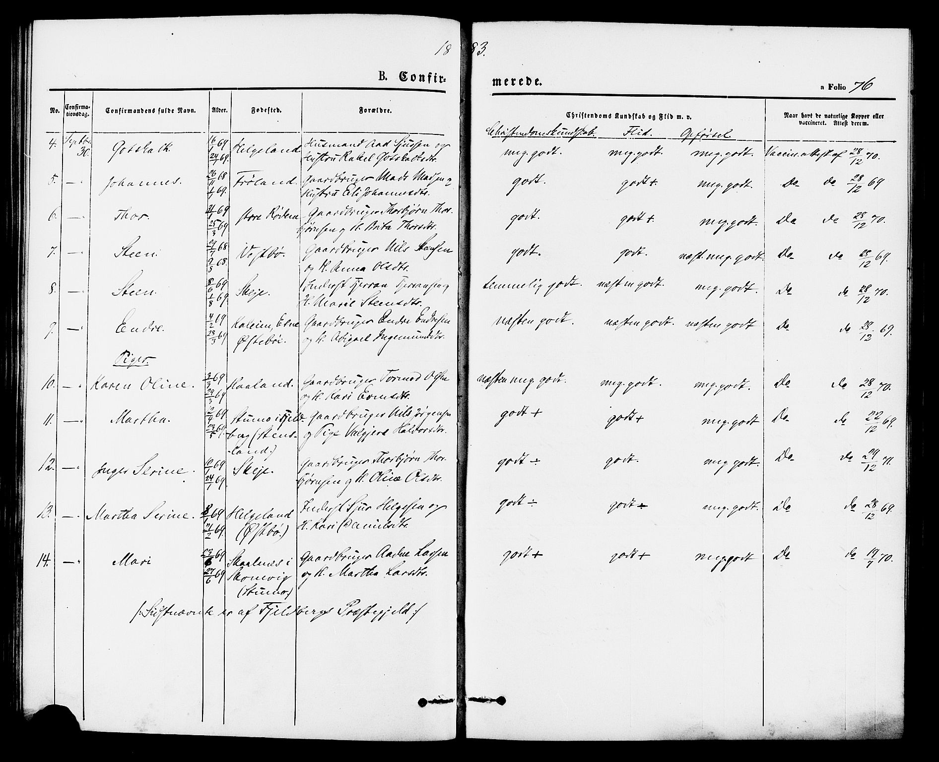 Vikedal sokneprestkontor, AV/SAST-A-101840/01/IV: Parish register (official) no. A 8, 1868-1885, p. 76