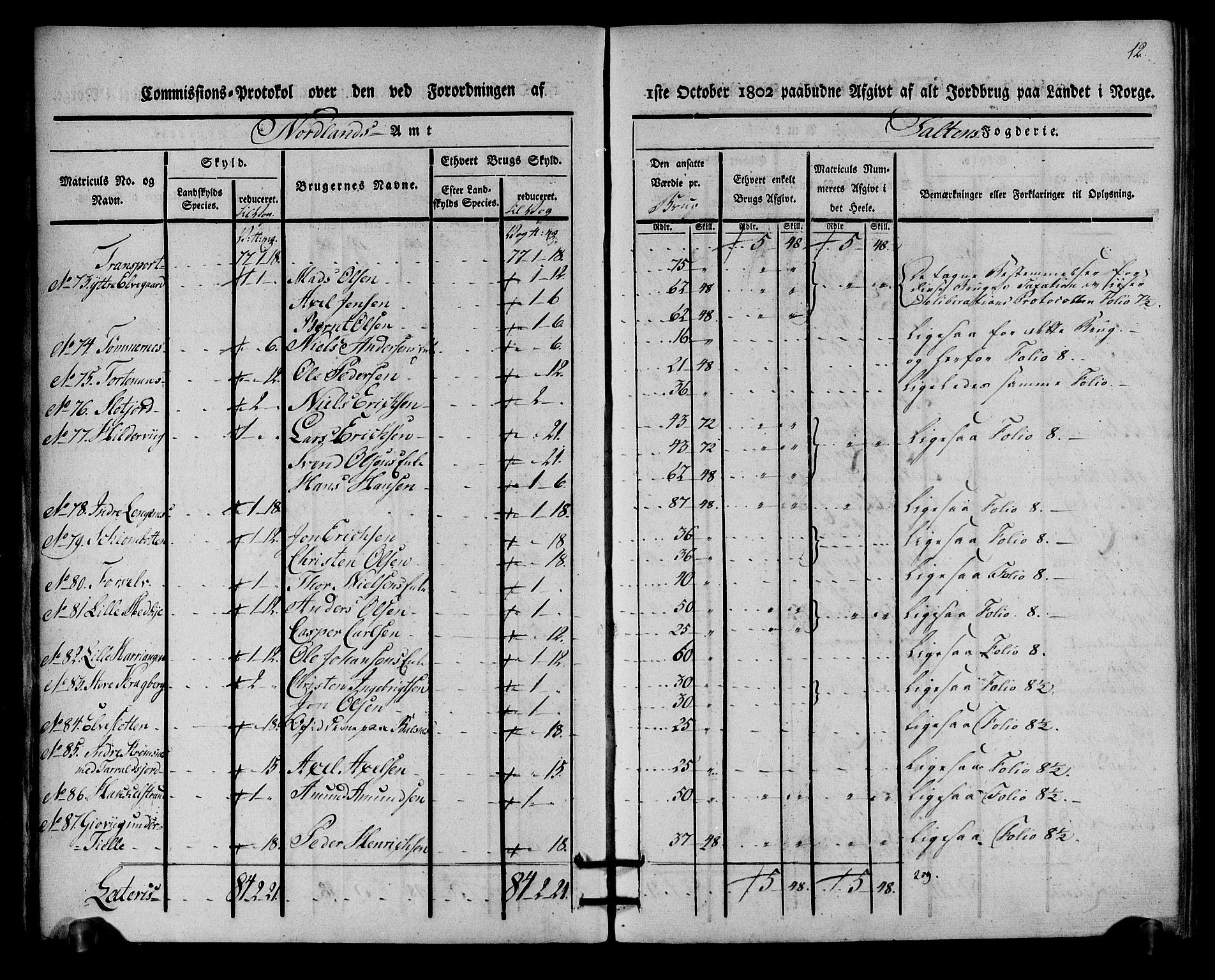 Rentekammeret inntil 1814, Realistisk ordnet avdeling, AV/RA-EA-4070/N/Ne/Nea/L0160: Salten fogderi. Kommisjonsprotokoll, 1803, p. 11