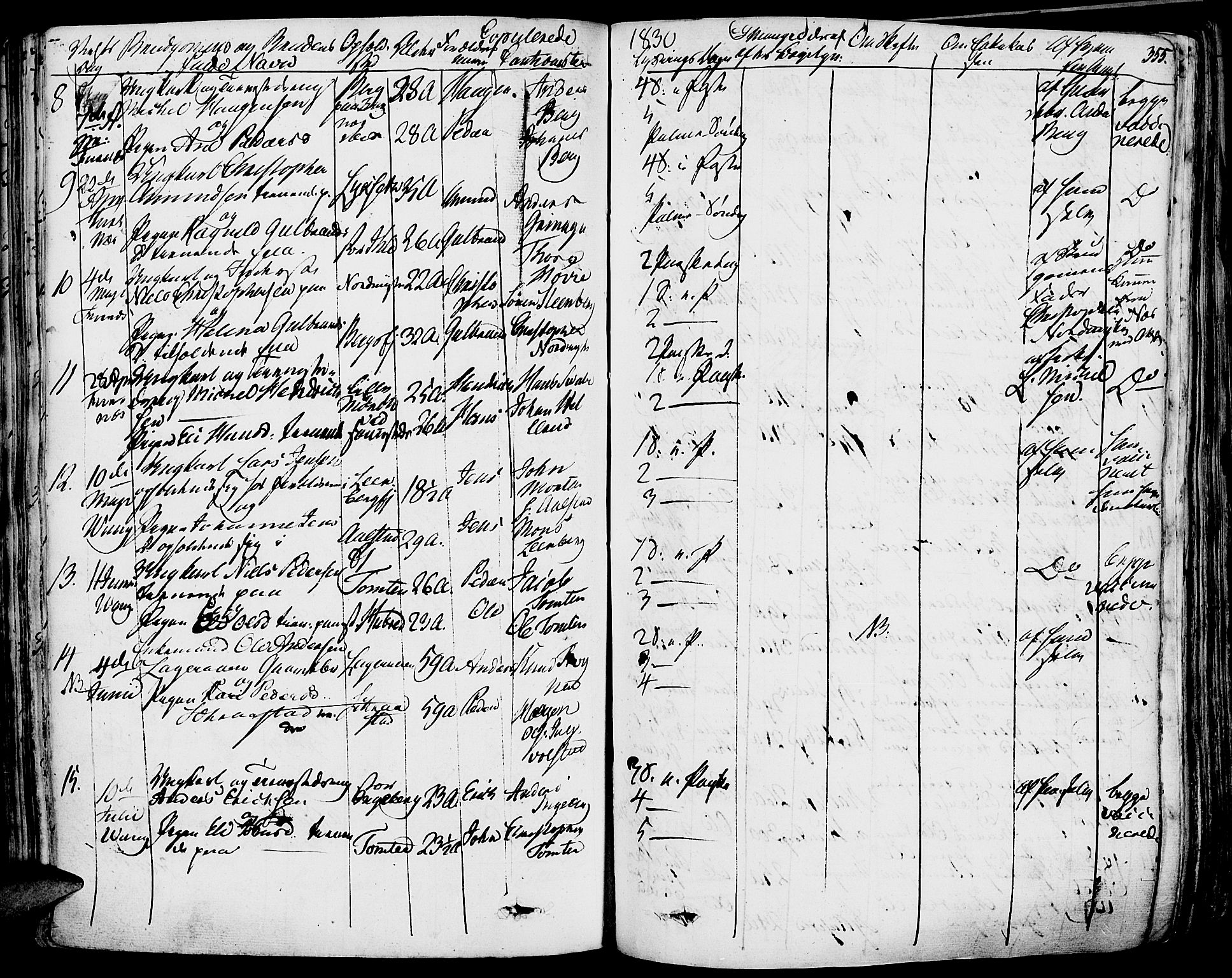 Vang prestekontor, Hedmark, AV/SAH-PREST-008/H/Ha/Haa/L0009: Parish register (official) no. 9, 1826-1841, p. 355