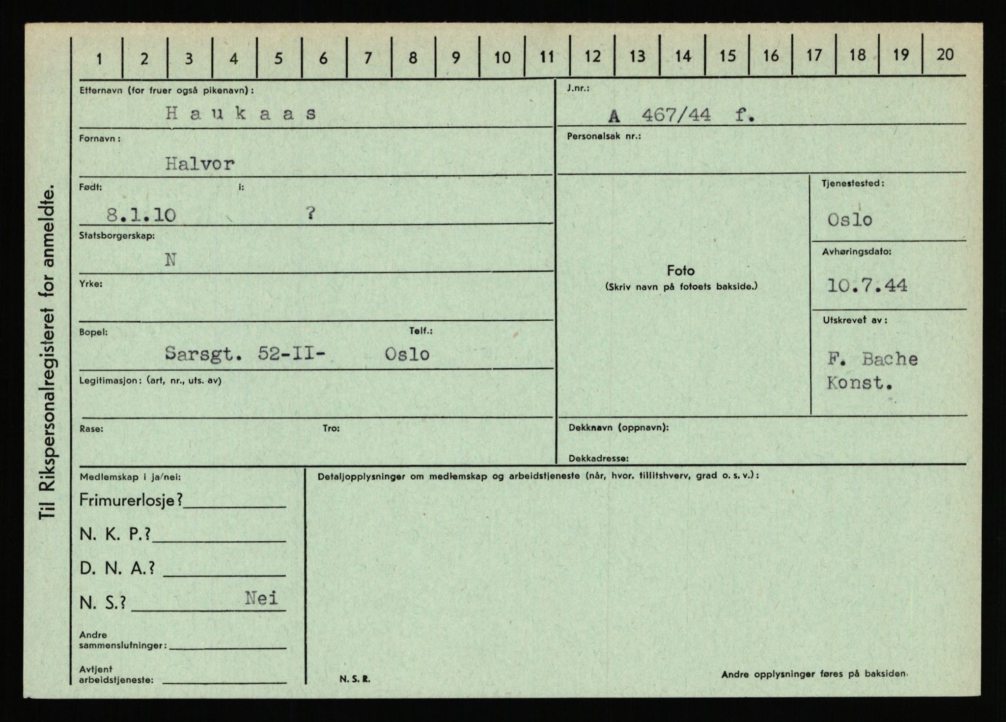 Statspolitiet - Hovedkontoret / Osloavdelingen, AV/RA-S-1329/C/Ca/L0006: Hanche - Hokstvedt, 1943-1945, p. 2729