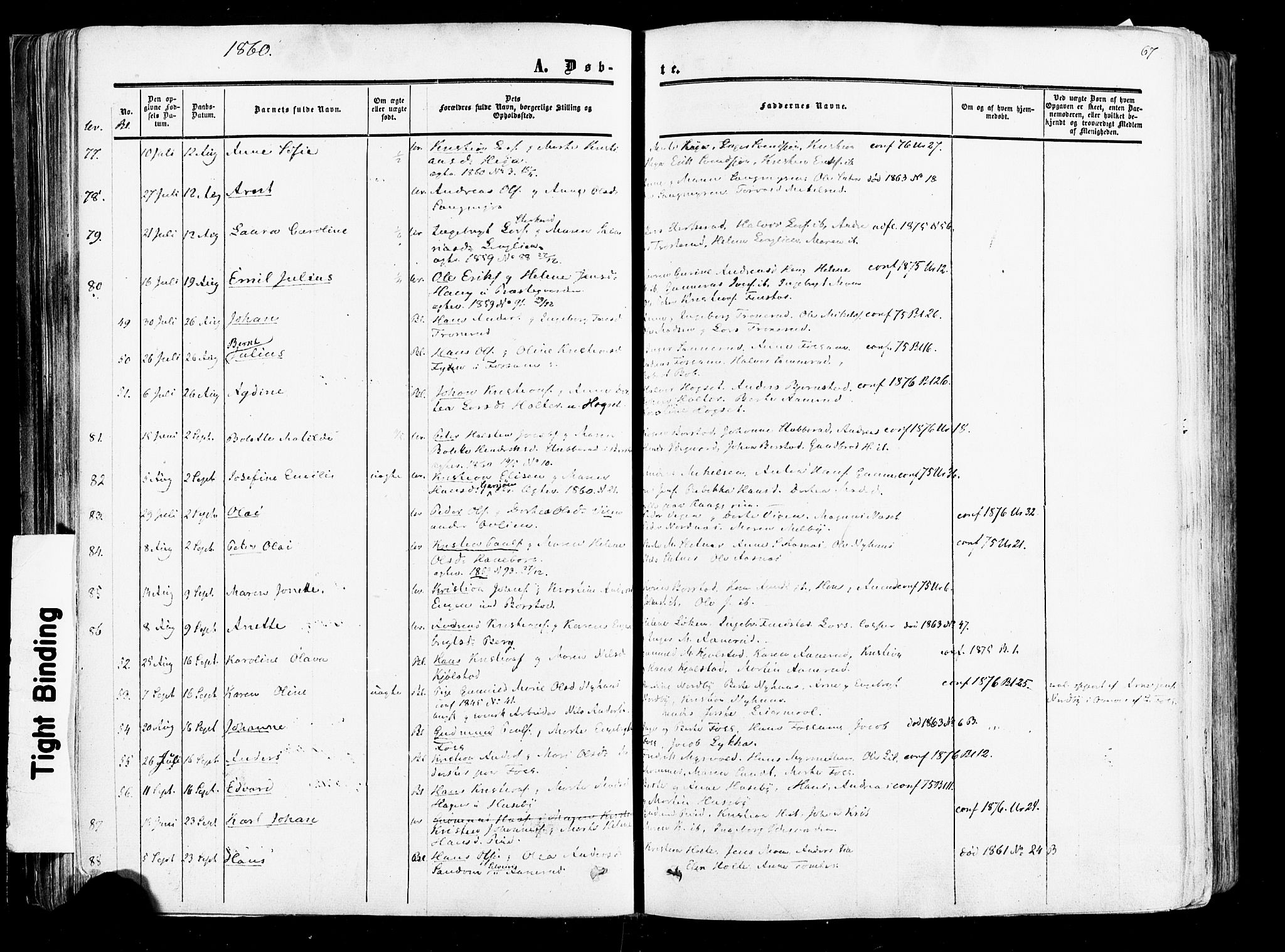 Aurskog prestekontor Kirkebøker, SAO/A-10304a/F/Fa/L0007: Parish register (official) no. I 7, 1854-1877, p. 67