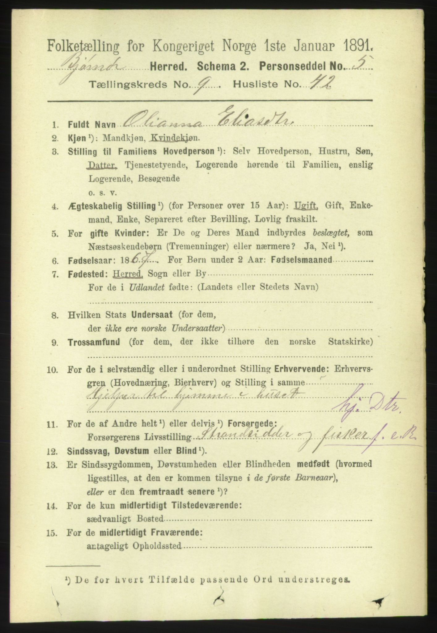 RA, 1891 census for 1632 Bjørnør, 1891, p. 4078