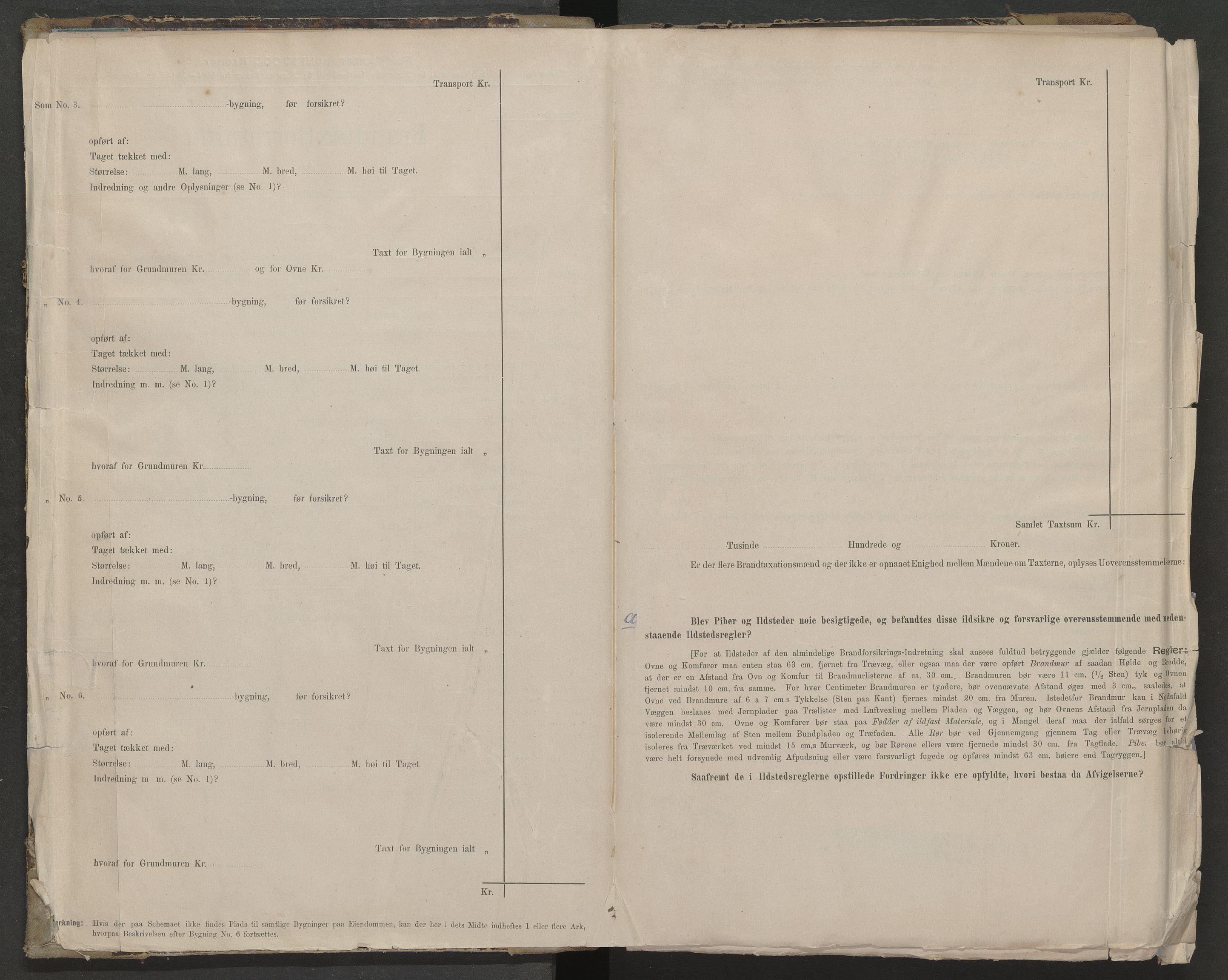 Tjøtta lensmannskontor, AV/SAT-A-5712/1/12/12a/L0002: Branntakstprotokoll, 1878-1916