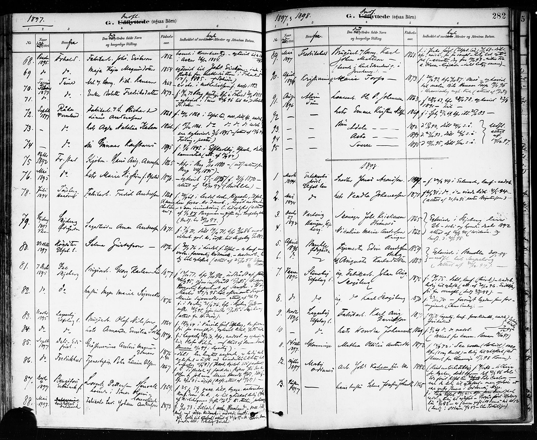 Sarpsborg prestekontor Kirkebøker, AV/SAO-A-2006/F/Fa/L0004: Parish register (official) no. 4, 1892-1899, p. 282