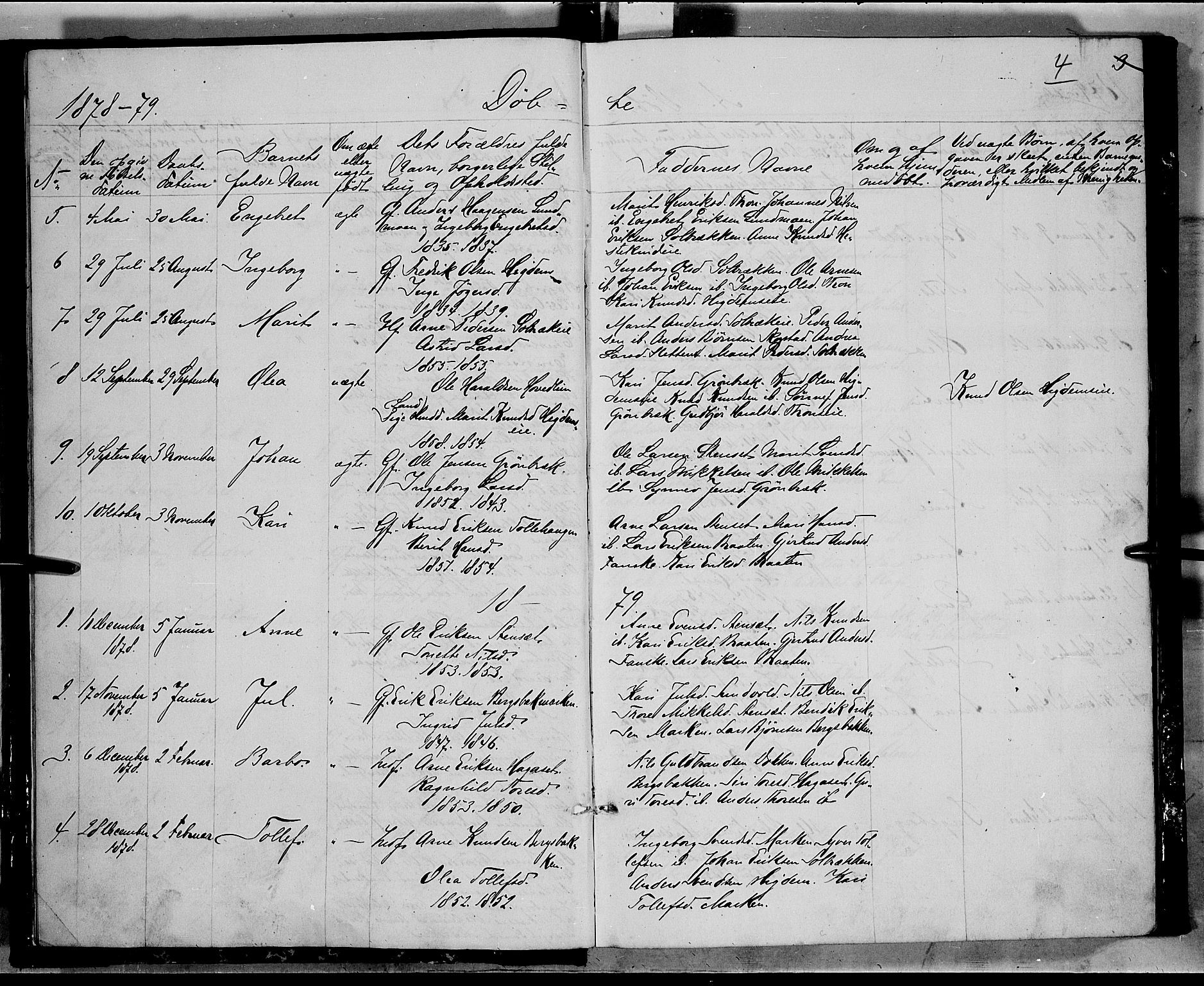 Nord-Aurdal prestekontor, SAH/PREST-132/H/Ha/Hab/L0005: Parish register (copy) no. 5, 1876-1895, p. 4