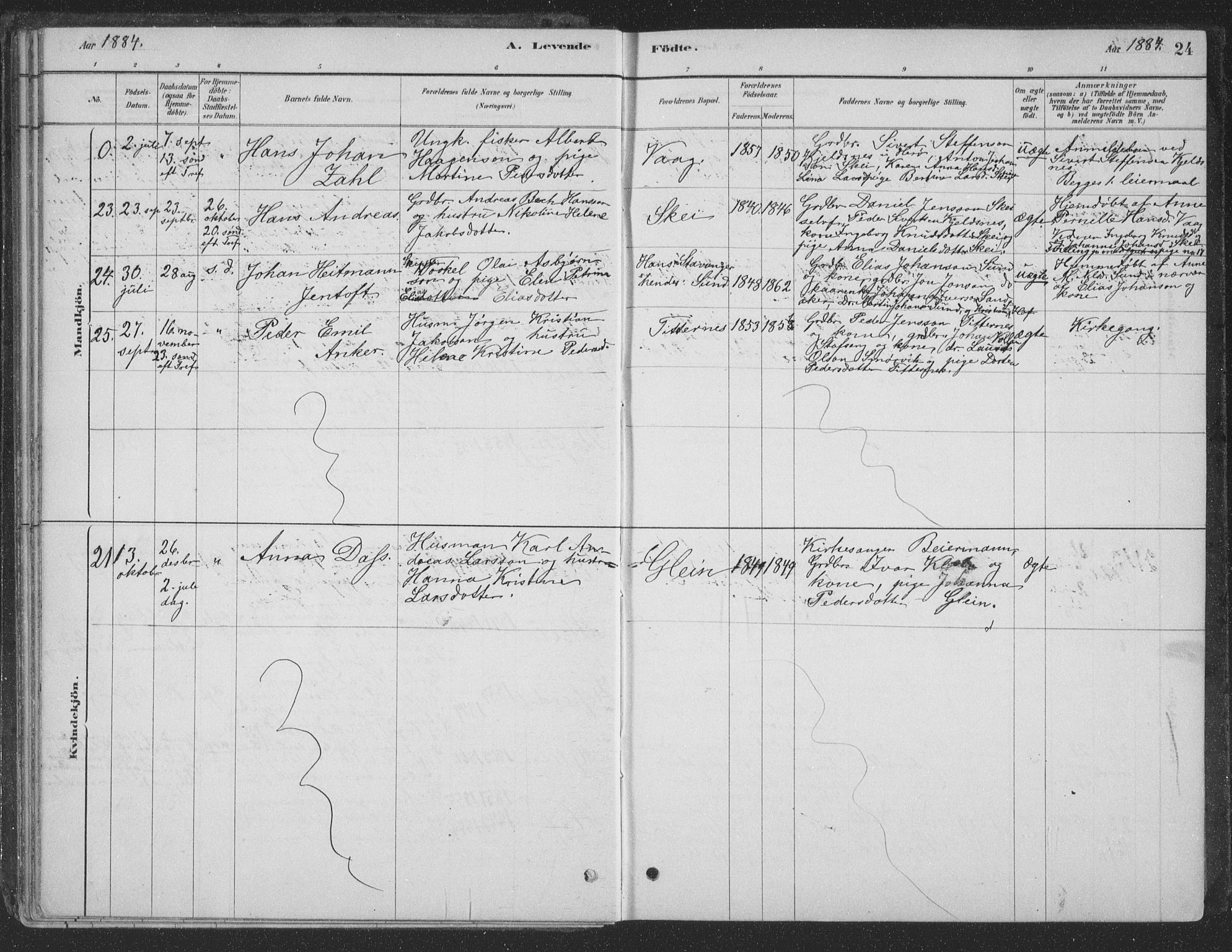 Ministerialprotokoller, klokkerbøker og fødselsregistre - Nordland, AV/SAT-A-1459/835/L0532: Parish register (copy) no. 835C04, 1880-1905, p. 24