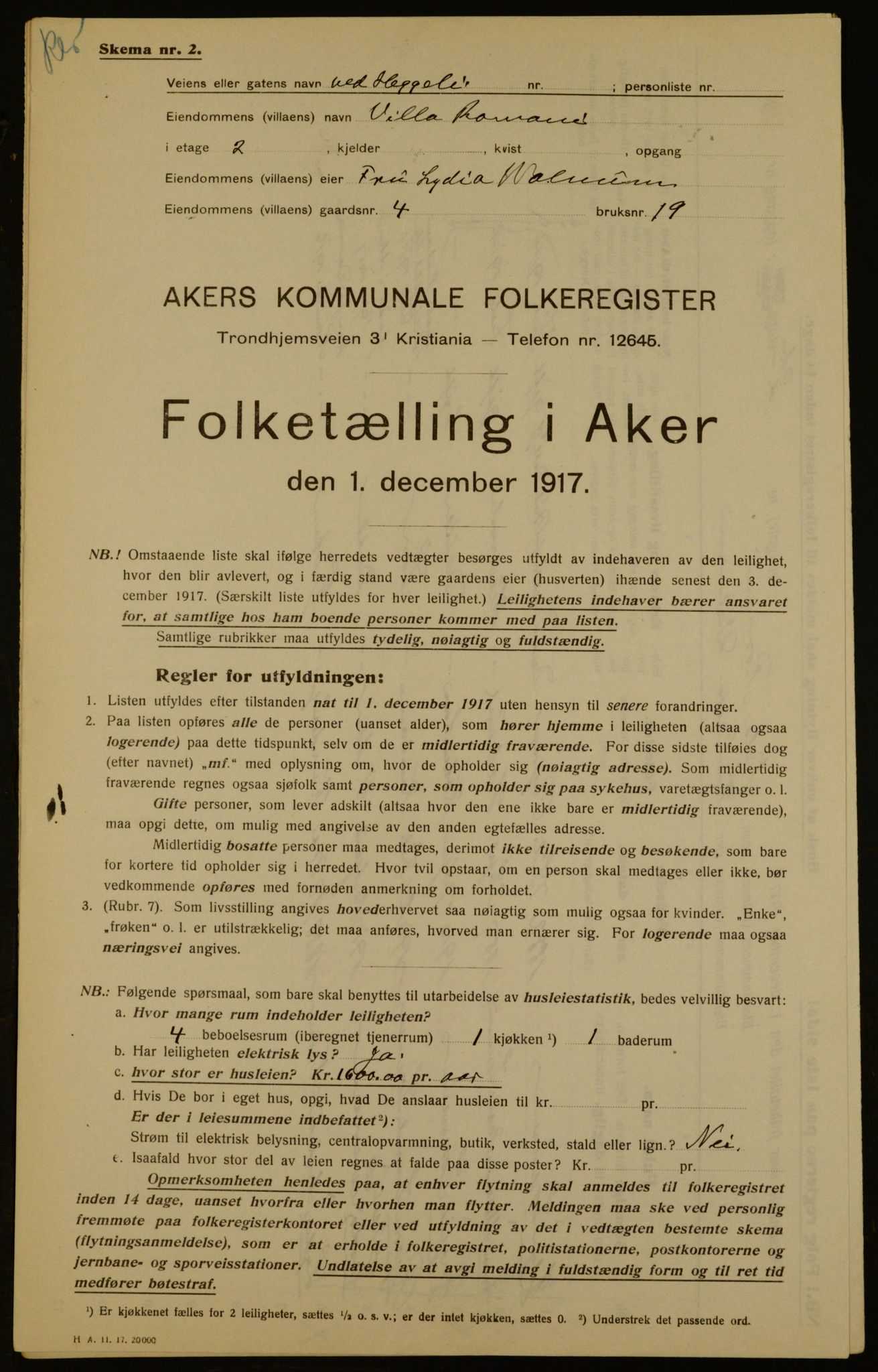 OBA, Municipal Census 1917 for Aker, 1917, p. 39