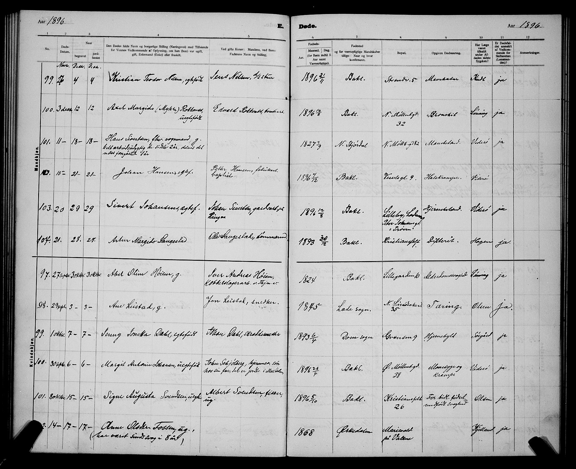 Ministerialprotokoller, klokkerbøker og fødselsregistre - Sør-Trøndelag, AV/SAT-A-1456/604/L0224: Parish register (copy) no. 604C07, 1894-1898