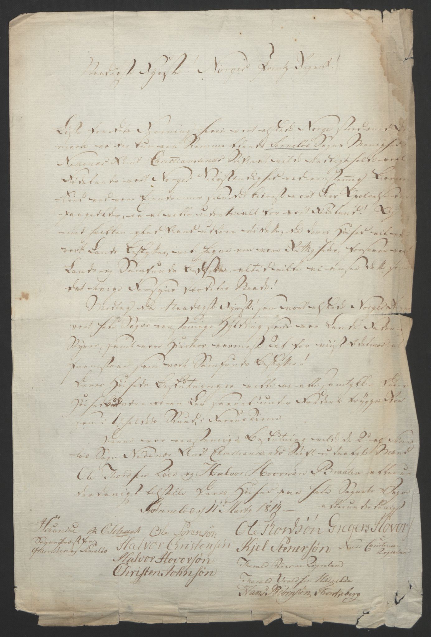 Statsrådssekretariatet, RA/S-1001/D/Db/L0008: Fullmakter for Eidsvollsrepresentantene i 1814. , 1814, p. 97