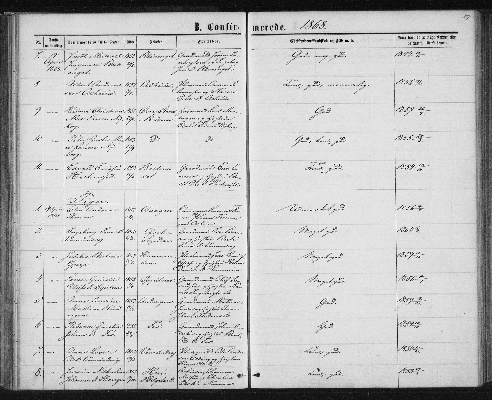 Ministerialprotokoller, klokkerbøker og fødselsregistre - Nord-Trøndelag, SAT/A-1458/768/L0570: Parish register (official) no. 768A05, 1865-1874, p. 117