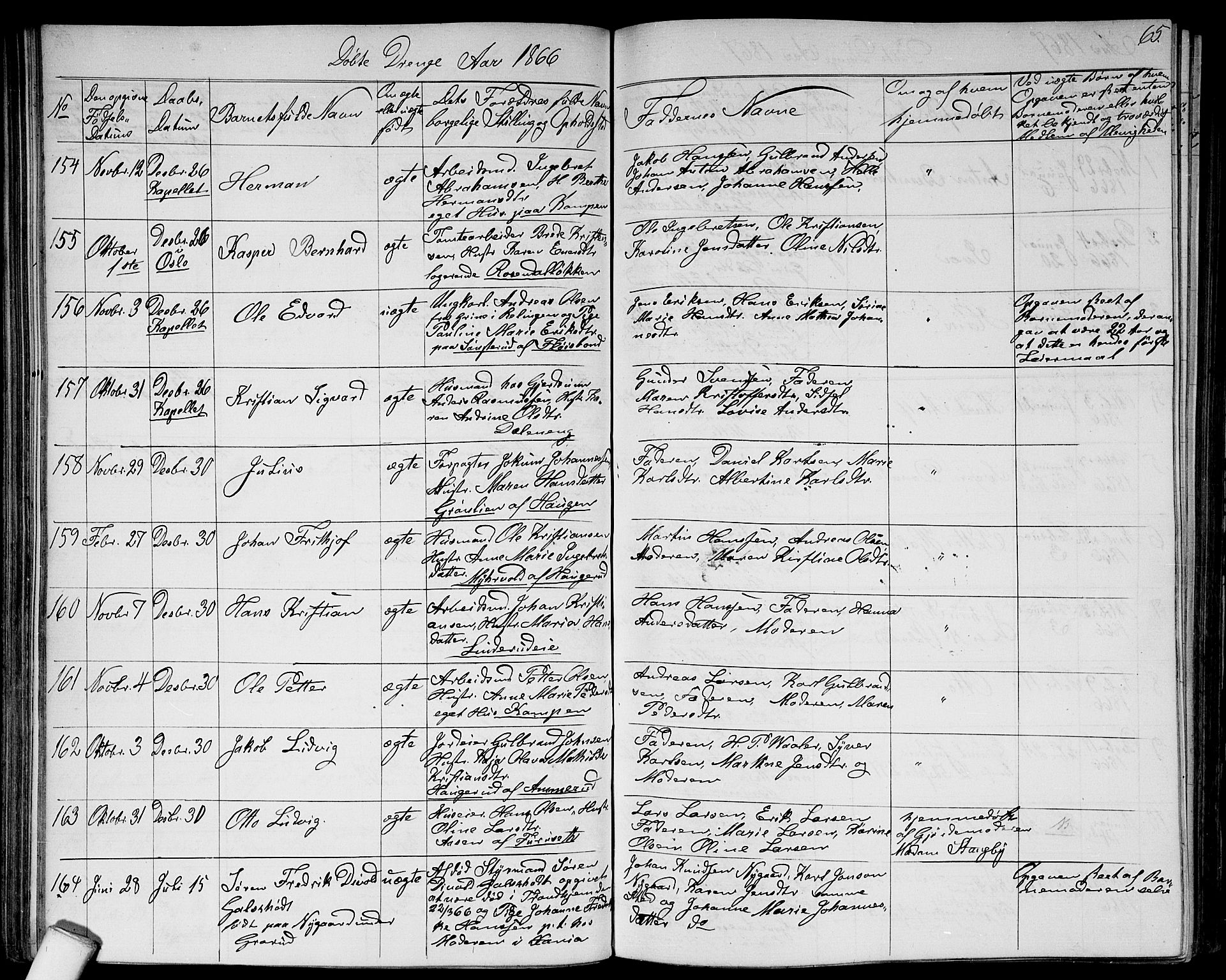 Østre Aker prestekontor Kirkebøker, SAO/A-10840/G/Ga/L0002: Parish register (copy) no. I 2, 1861-1867, p. 65