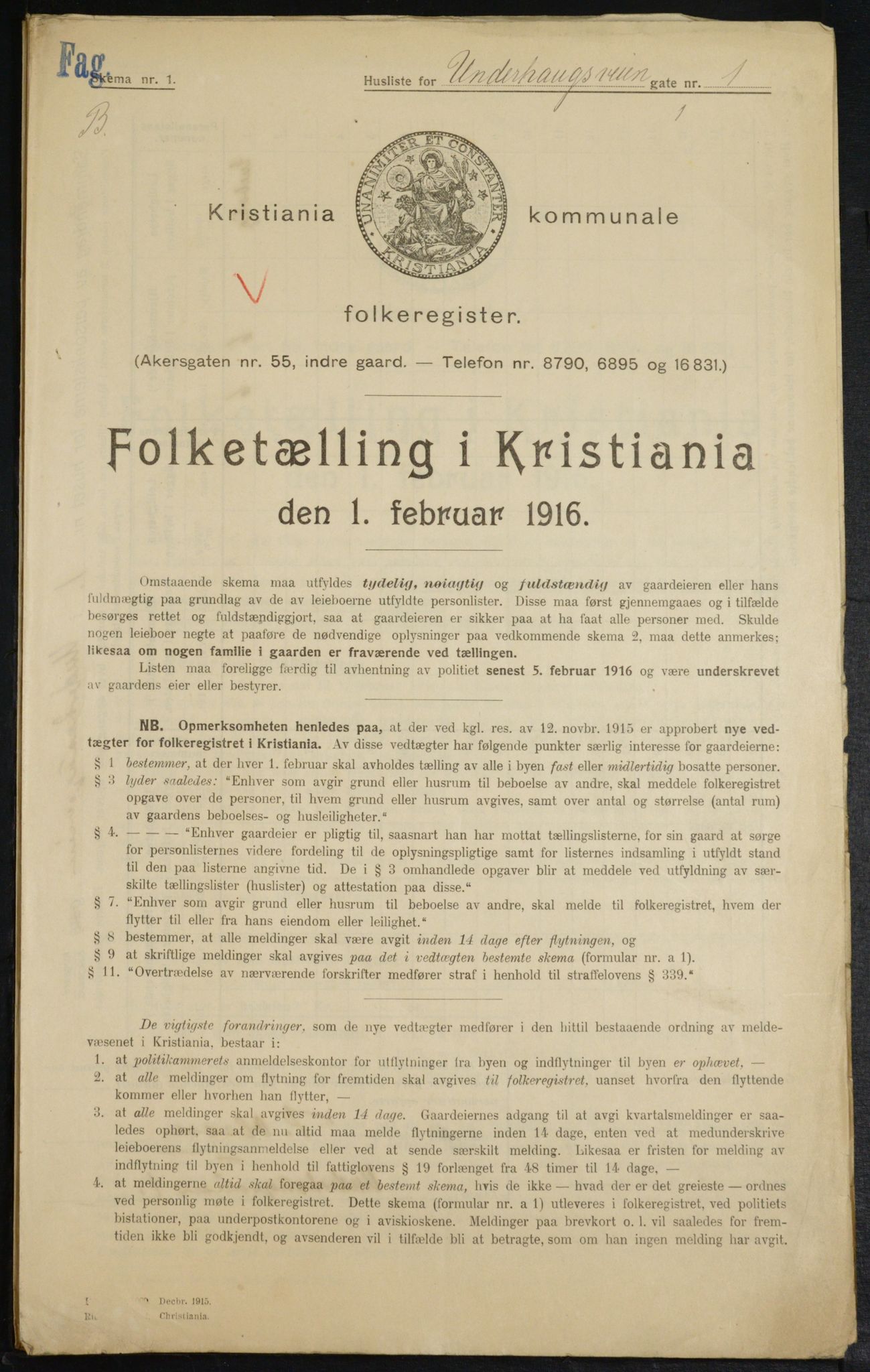 OBA, Municipal Census 1916 for Kristiania, 1916, p. 123462