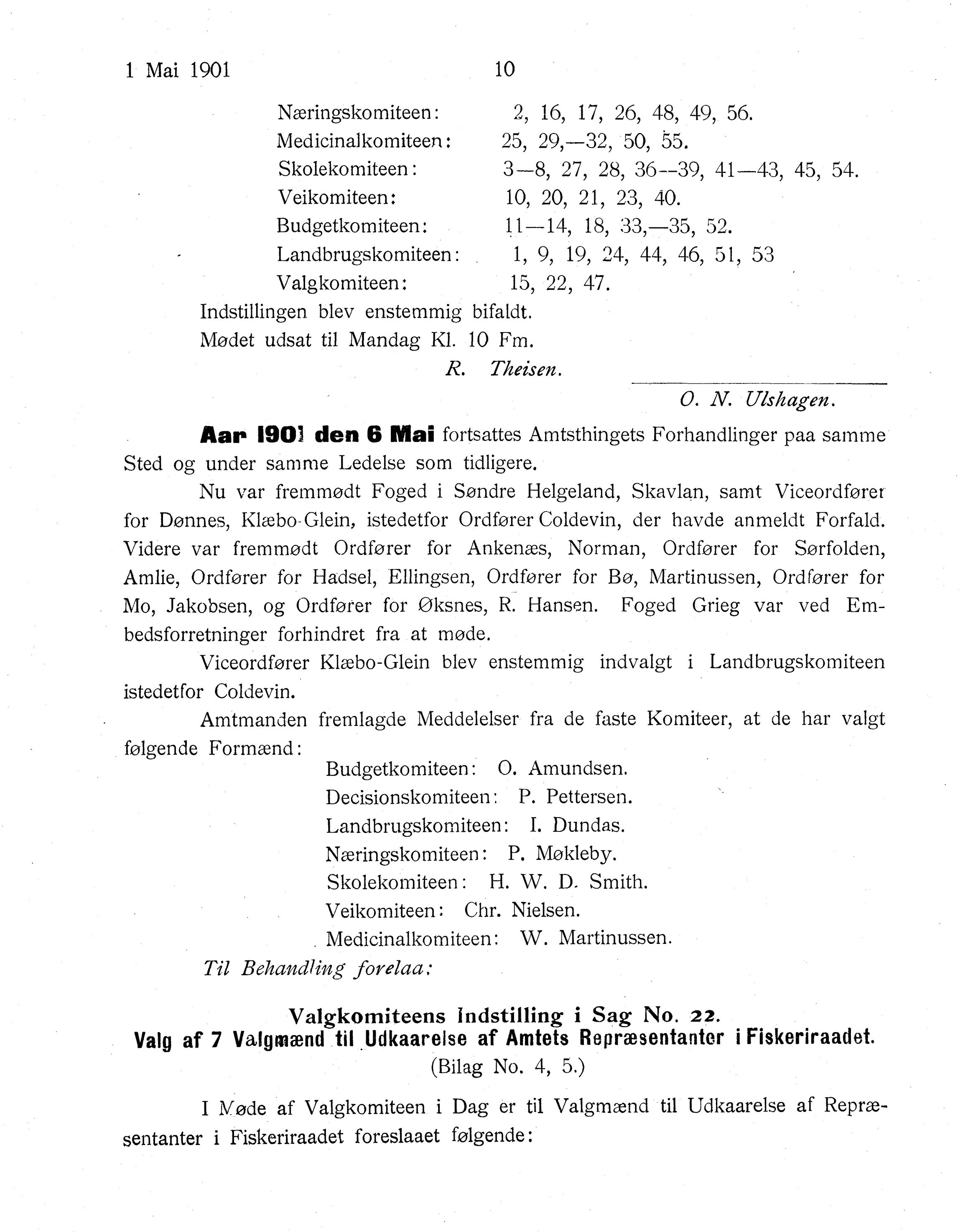 Nordland Fylkeskommune. Fylkestinget, AIN/NFK-17/176/A/Ac/L0024: Fylkestingsforhandlinger 1901, 1901, p. 10