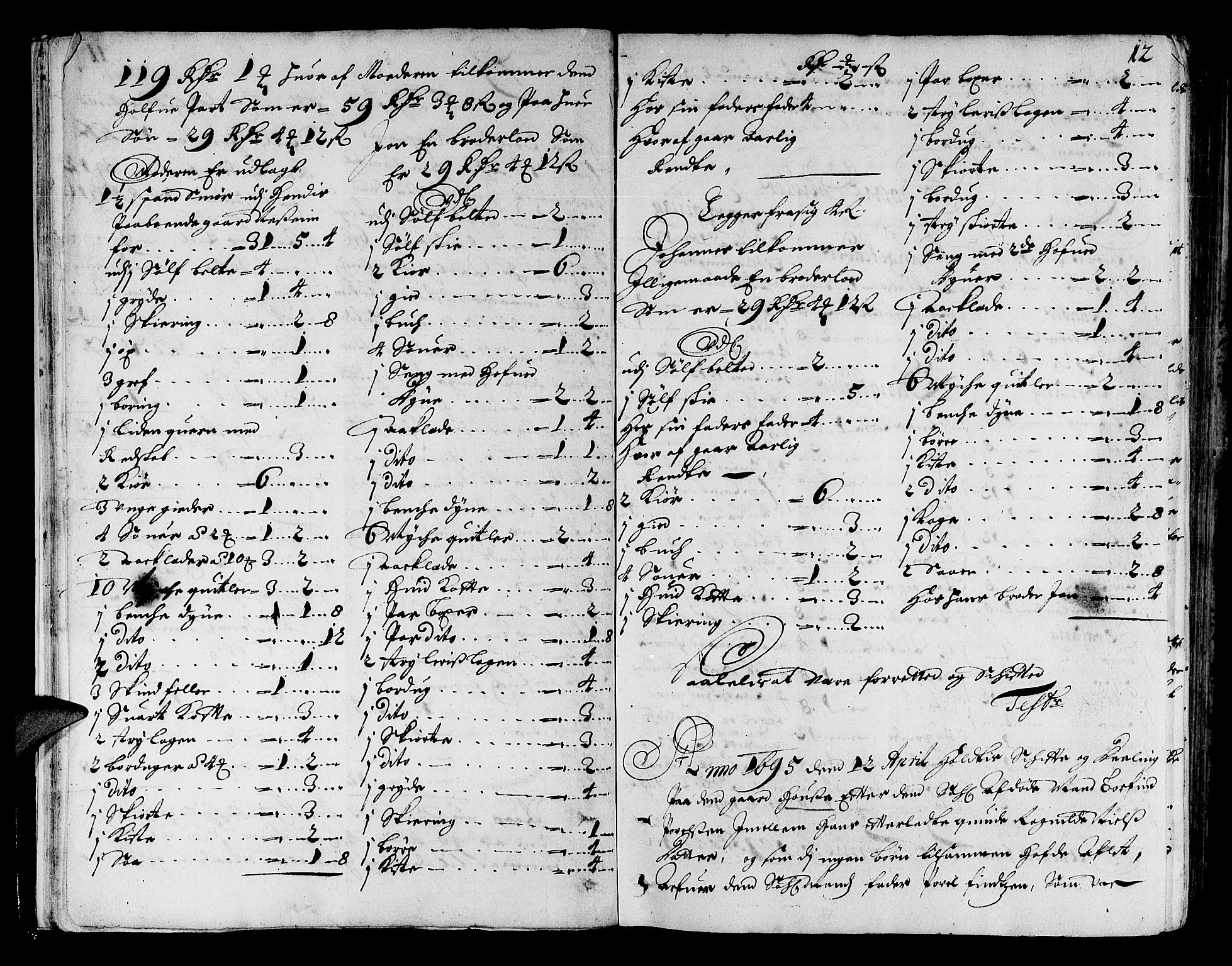 Hardanger og Voss sorenskriveri, AV/SAB-A-2501/4/4A/4Ac/L0001: Skifterettsprotokoll for sorenskriveriet, 1695-1707, p. 11b-12a