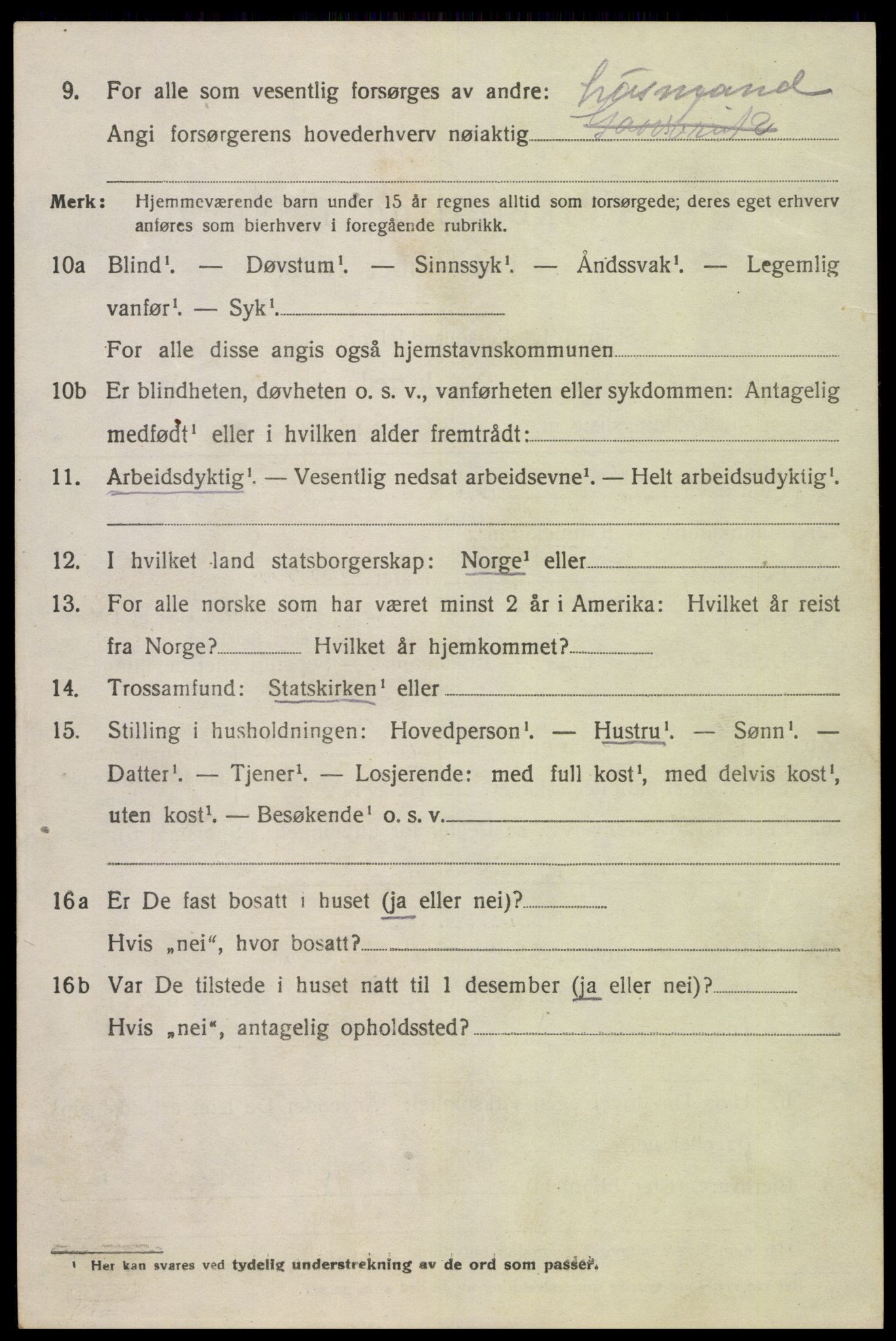 SAK, 1920 census for Øvre Sirdal, 1920, p. 536