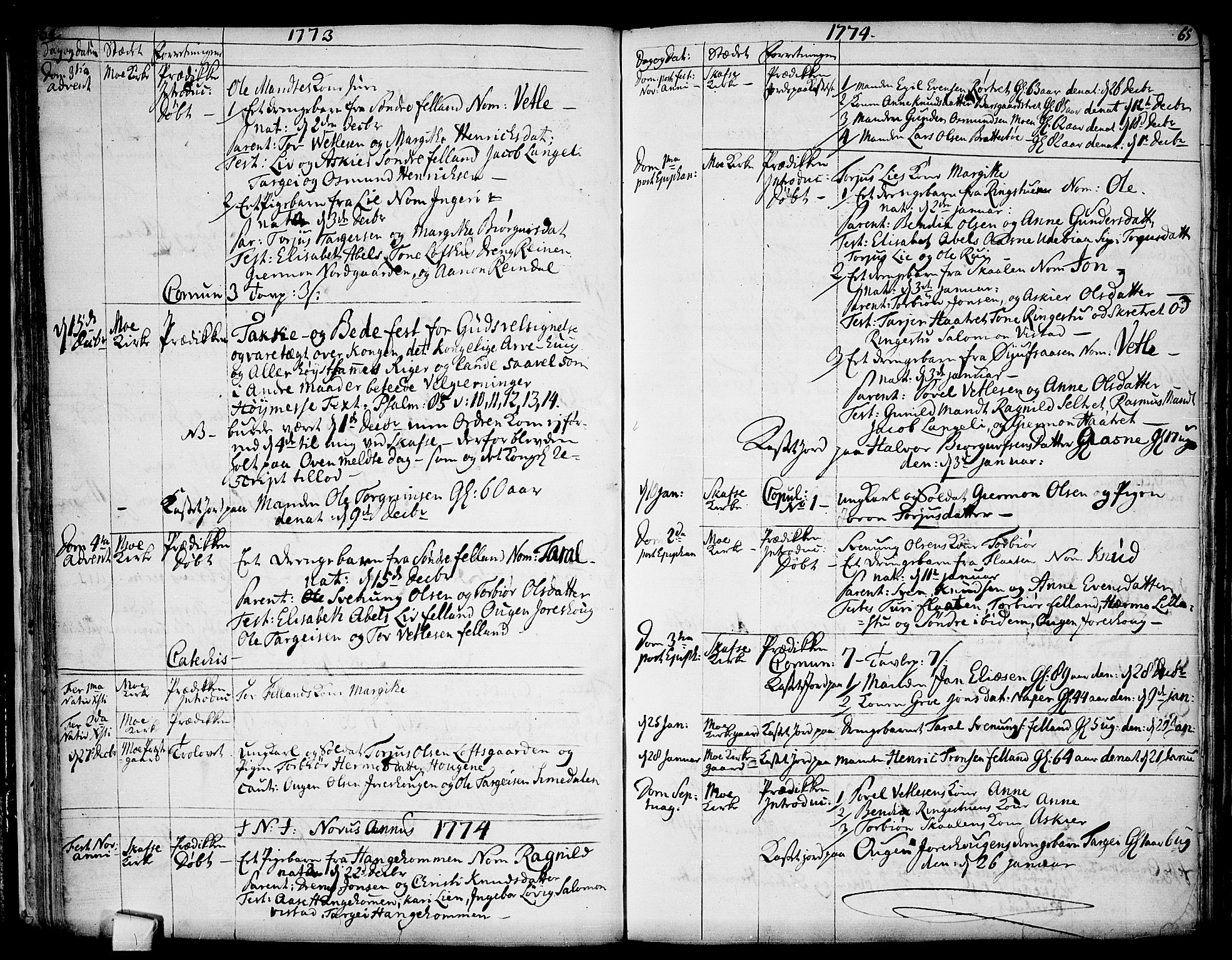Mo kirkebøker, SAKO/A-286/F/Fa/L0002: Parish register (official) no. I 2, 1766-1799, p. 64-65