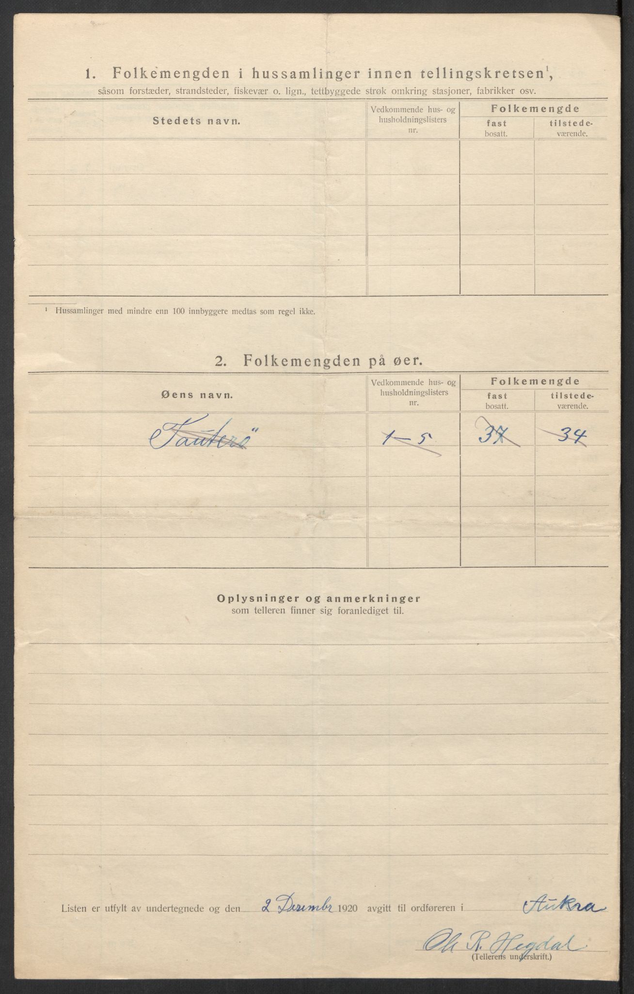 SAT, 1920 census for Aukra, 1920, p. 30