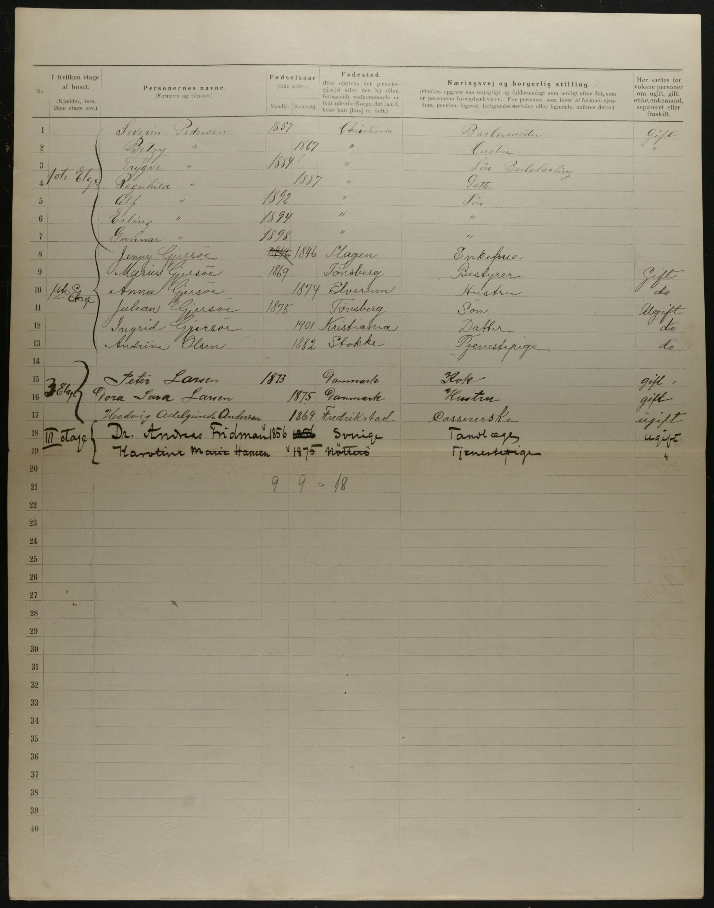 OBA, Municipal Census 1901 for Kristiania, 1901, p. 17467