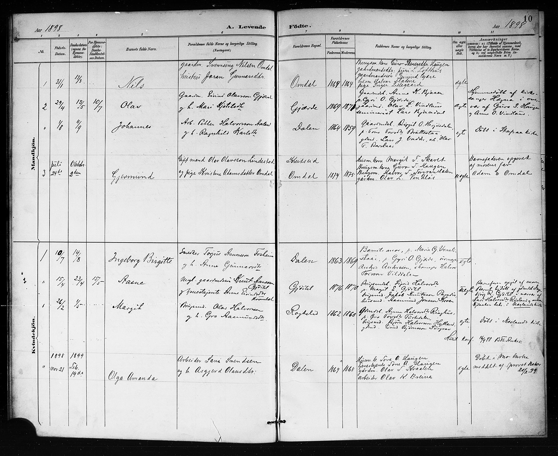 Lårdal kirkebøker, SAKO/A-284/G/Gb/L0003: Parish register (copy) no. II 3, 1889-1920, p. 10
