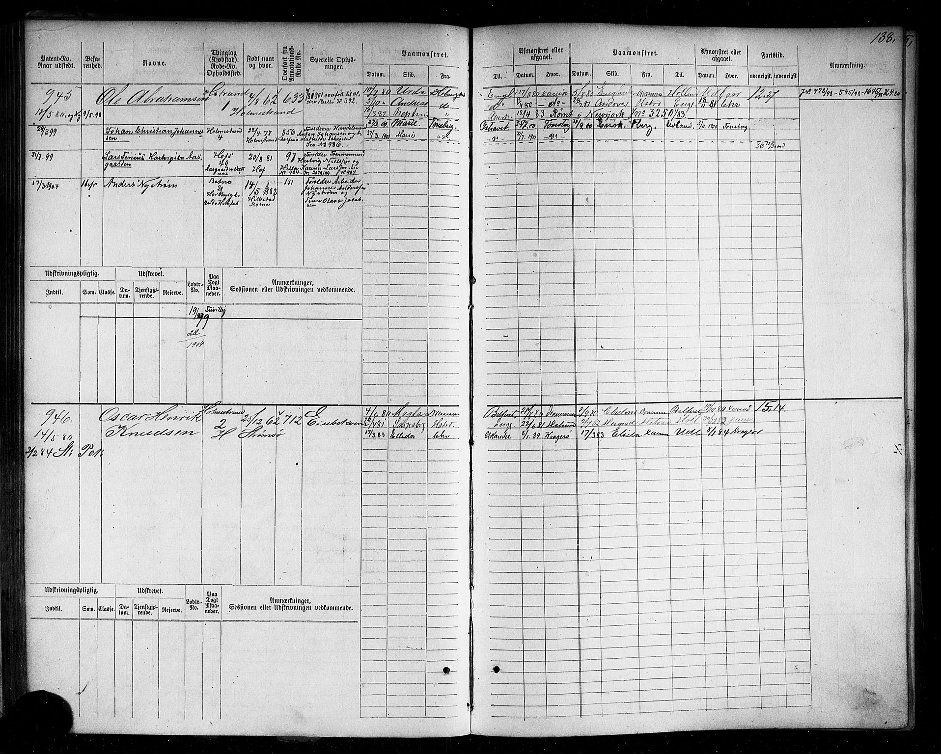 Holmestrand innrulleringskontor, AV/SAKO-A-1151/F/Fc/L0004: Hovedrulle, 1872-1913, p. 176