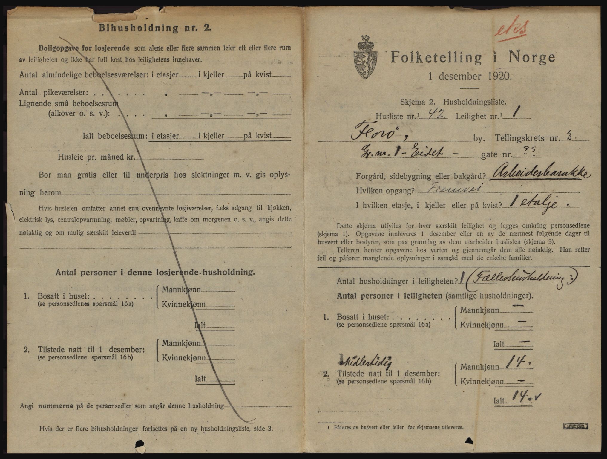 SAB, 1920 census for Florø, 1920, p. 1060