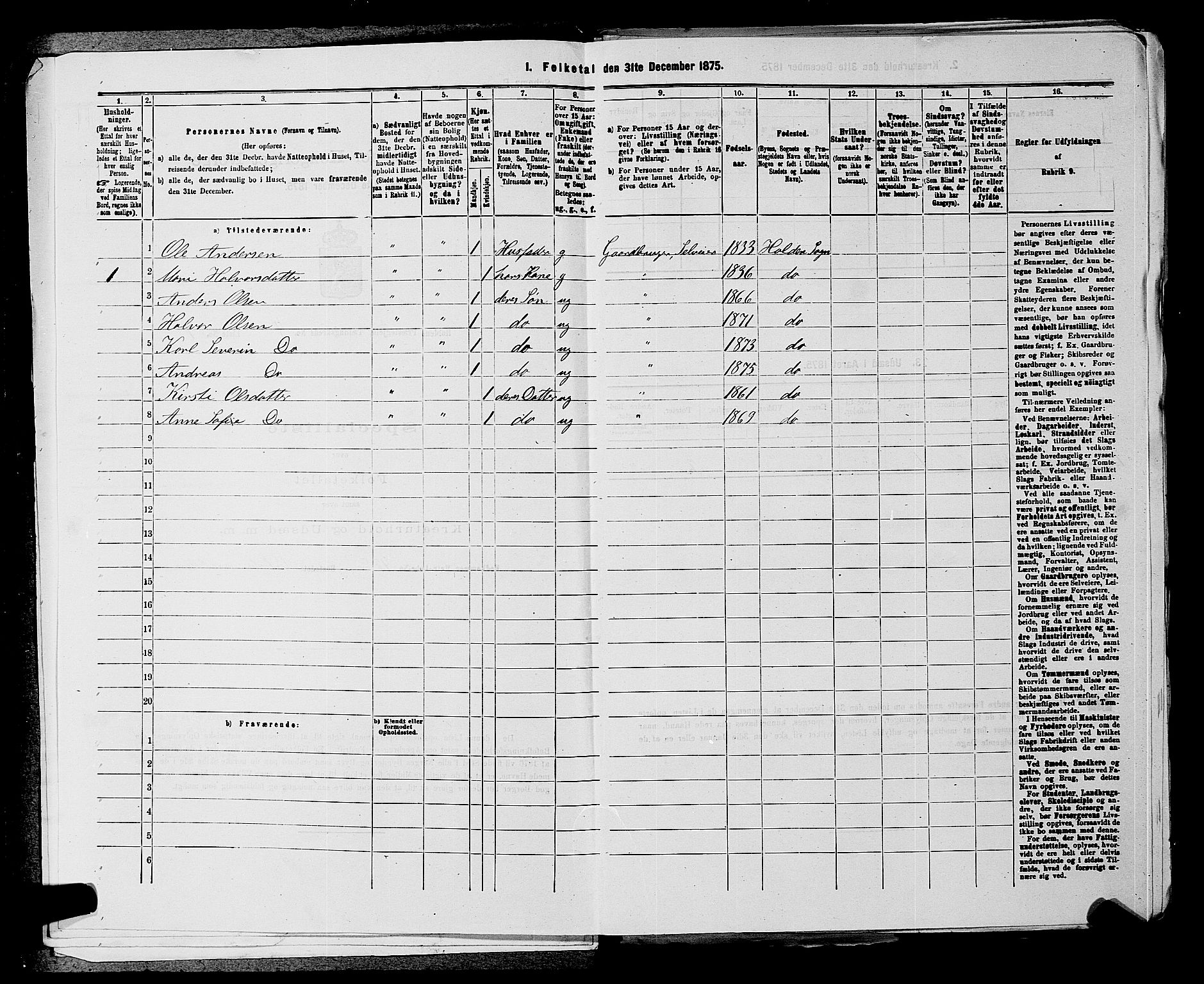 SAKO, 1875 census for 0819P Holla, 1875, p. 439