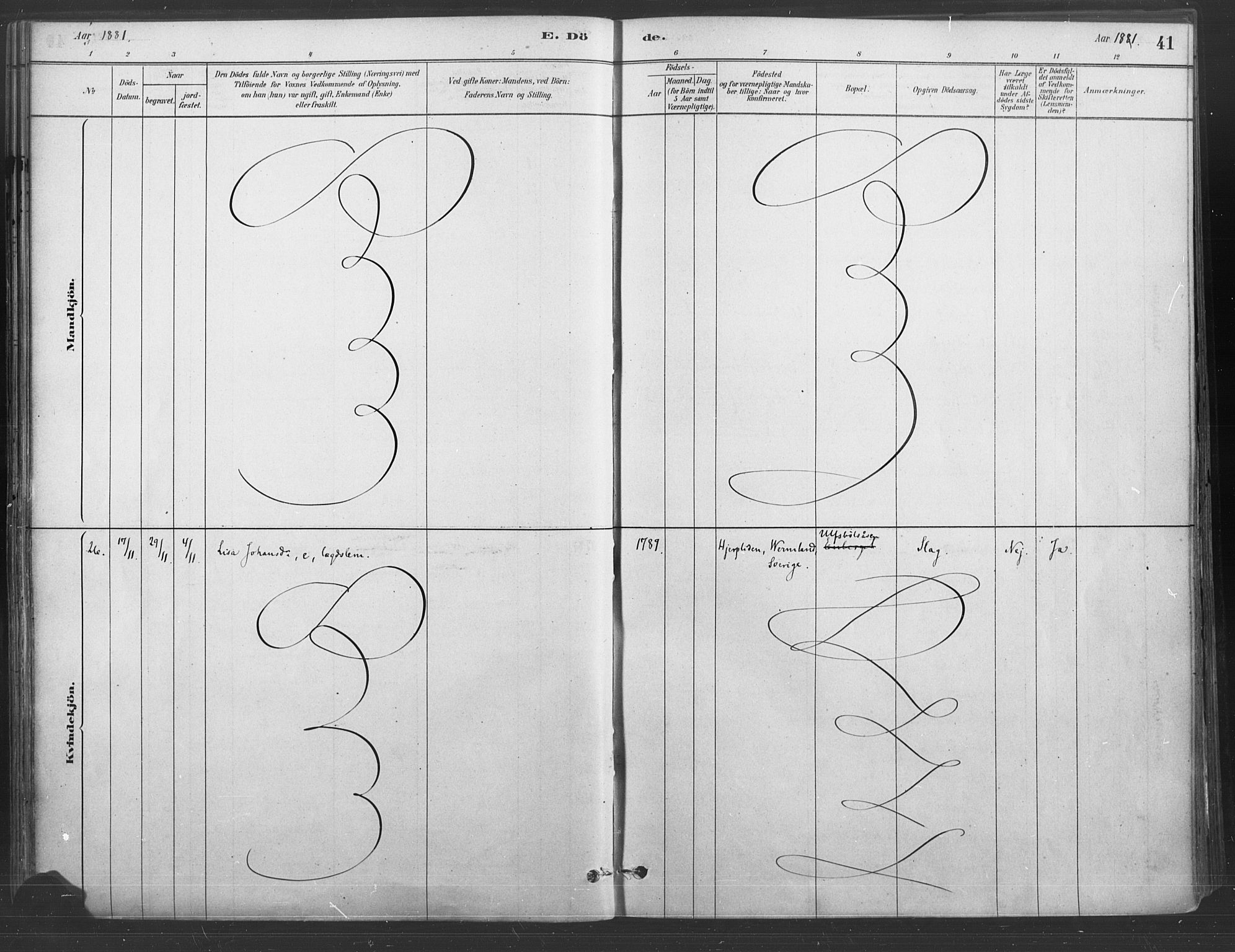 Våler prestekontor, Hedmark, SAH/PREST-040/H/Ha/Haa/L0004: Parish register (official) no. 4, 1879-1893, p. 41