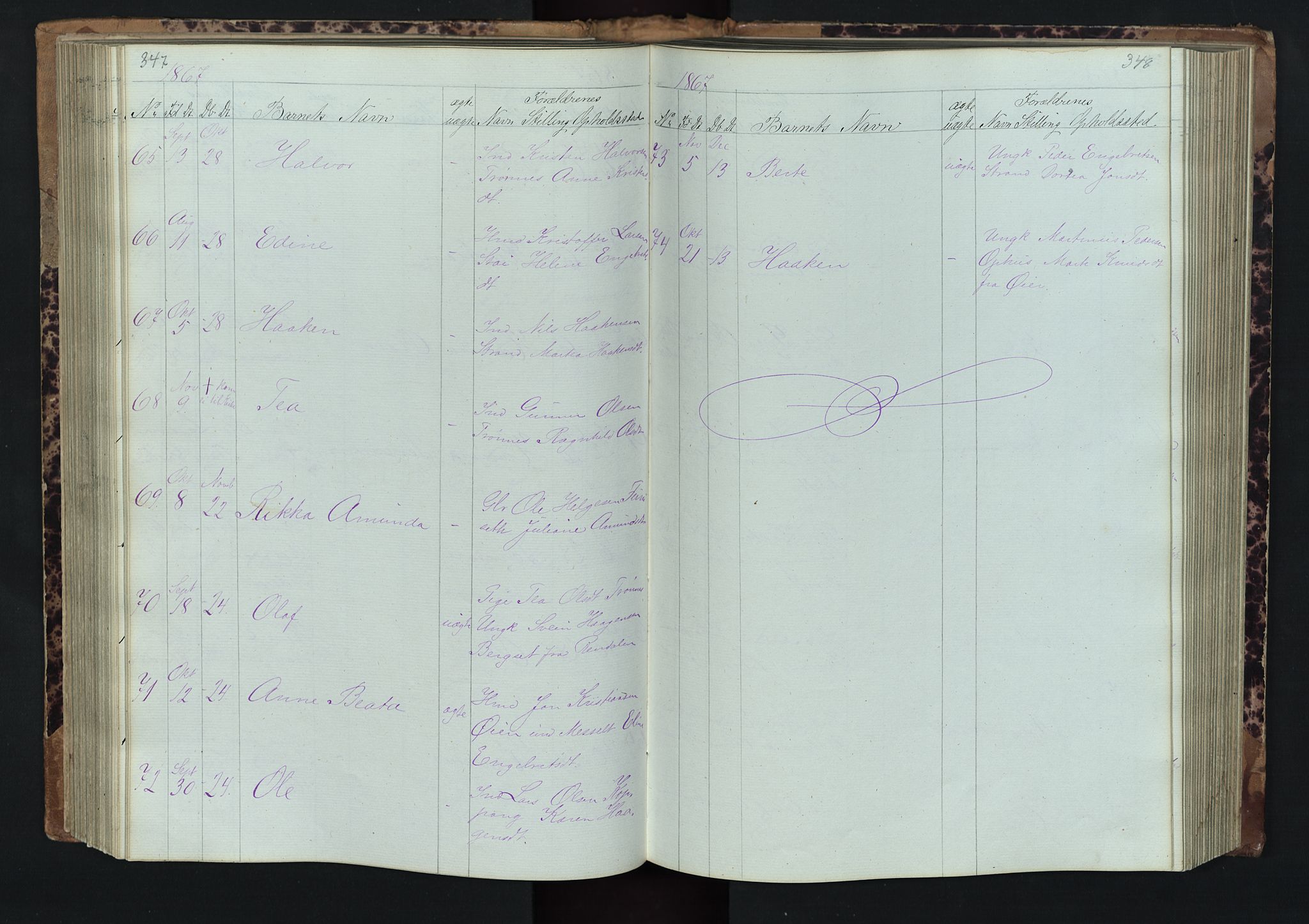 Stor-Elvdal prestekontor, SAH/PREST-052/H/Ha/Hab/L0001: Parish register (copy) no. 1 /1, 1860-1894, p. 347-348
