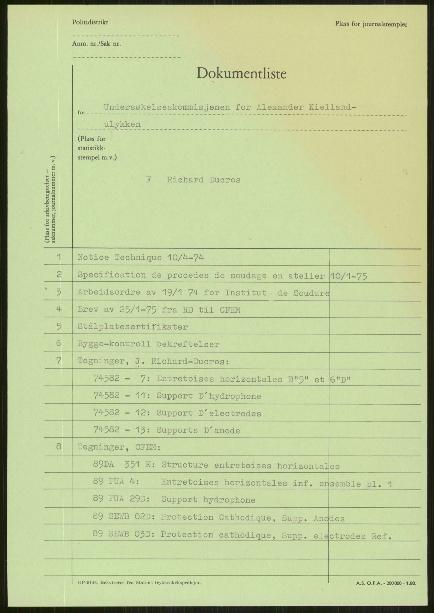 Justisdepartementet, Granskningskommisjonen ved Alexander Kielland-ulykken 27.3.1980, RA/S-1165/D/L0024: A Alexander L. Kielland (A1-A2, A7-A9, A14, A22, A16 av 31)/ E CFEM (E1, E3-E6 av 27)/ F Richard Ducros (Doku.liste + F1-F6 av 8)/ H Sjøfartsdirektoratet/Skipskontrollen (H12, H14-H16, H44, H49, H51 av 52), 1980-1981, p. 297