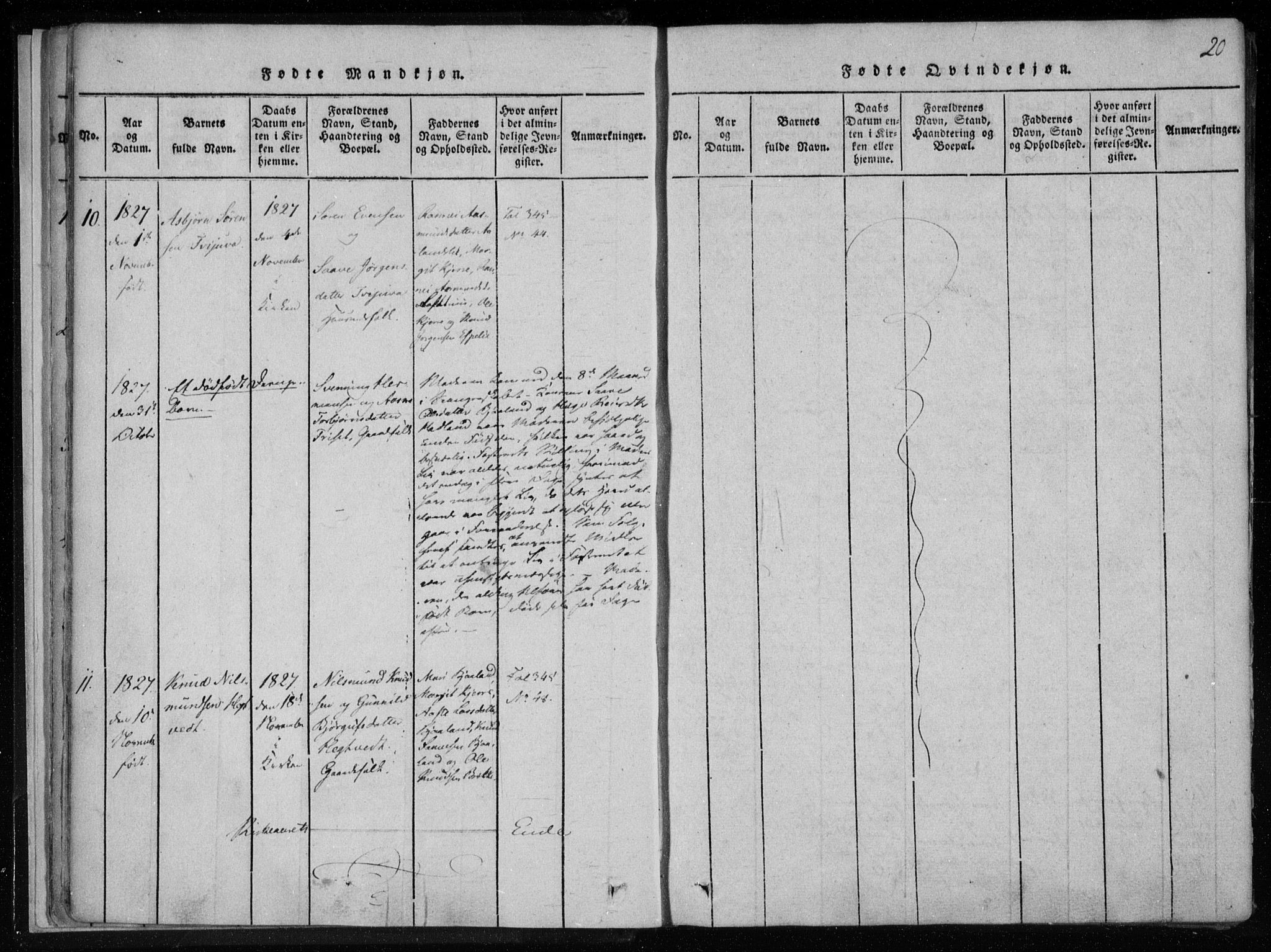 Lårdal kirkebøker, SAKO/A-284/F/Fa/L0005: Parish register (official) no. I 5, 1815-1860, p. 20