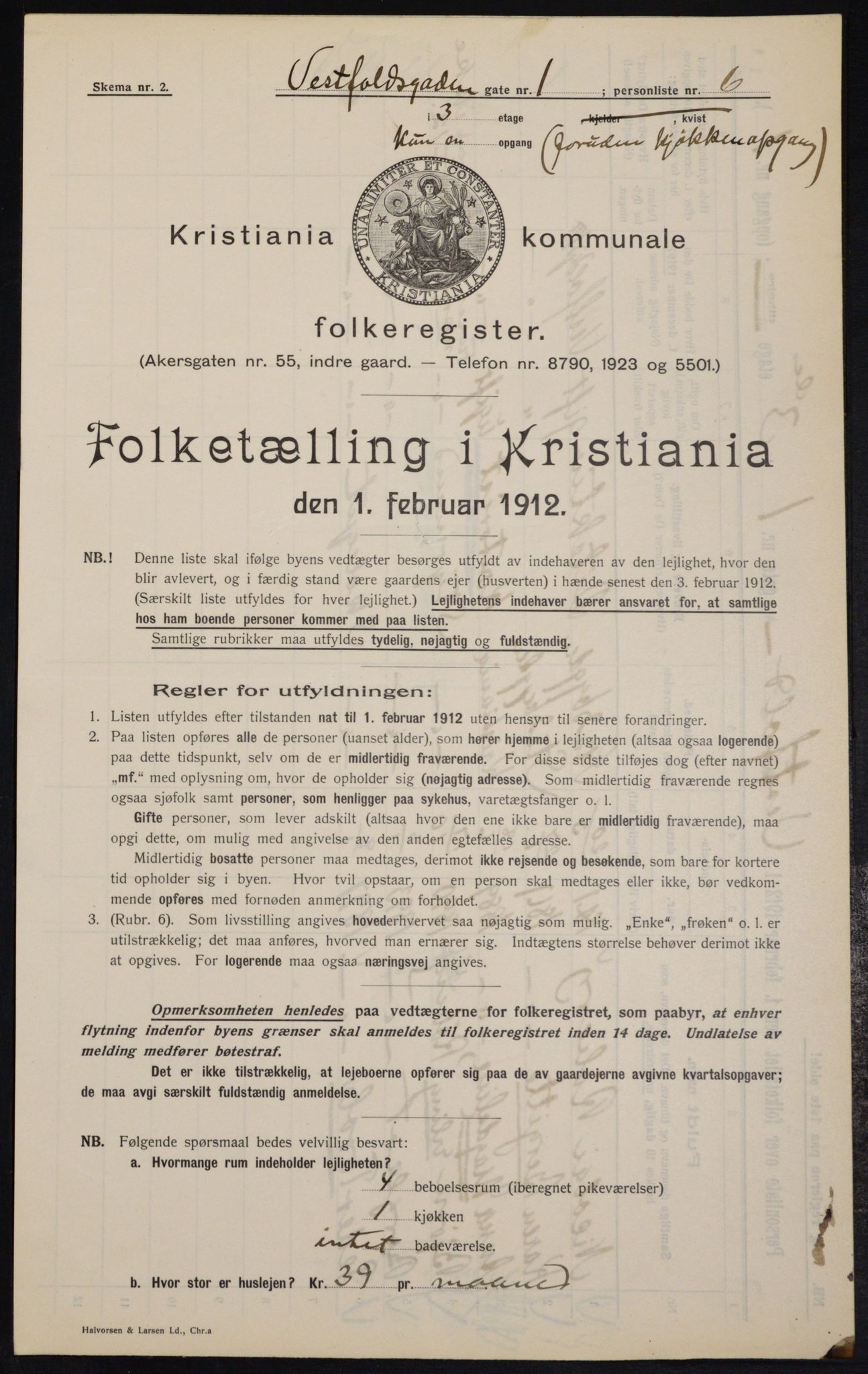 OBA, Municipal Census 1912 for Kristiania, 1912, p. 122320