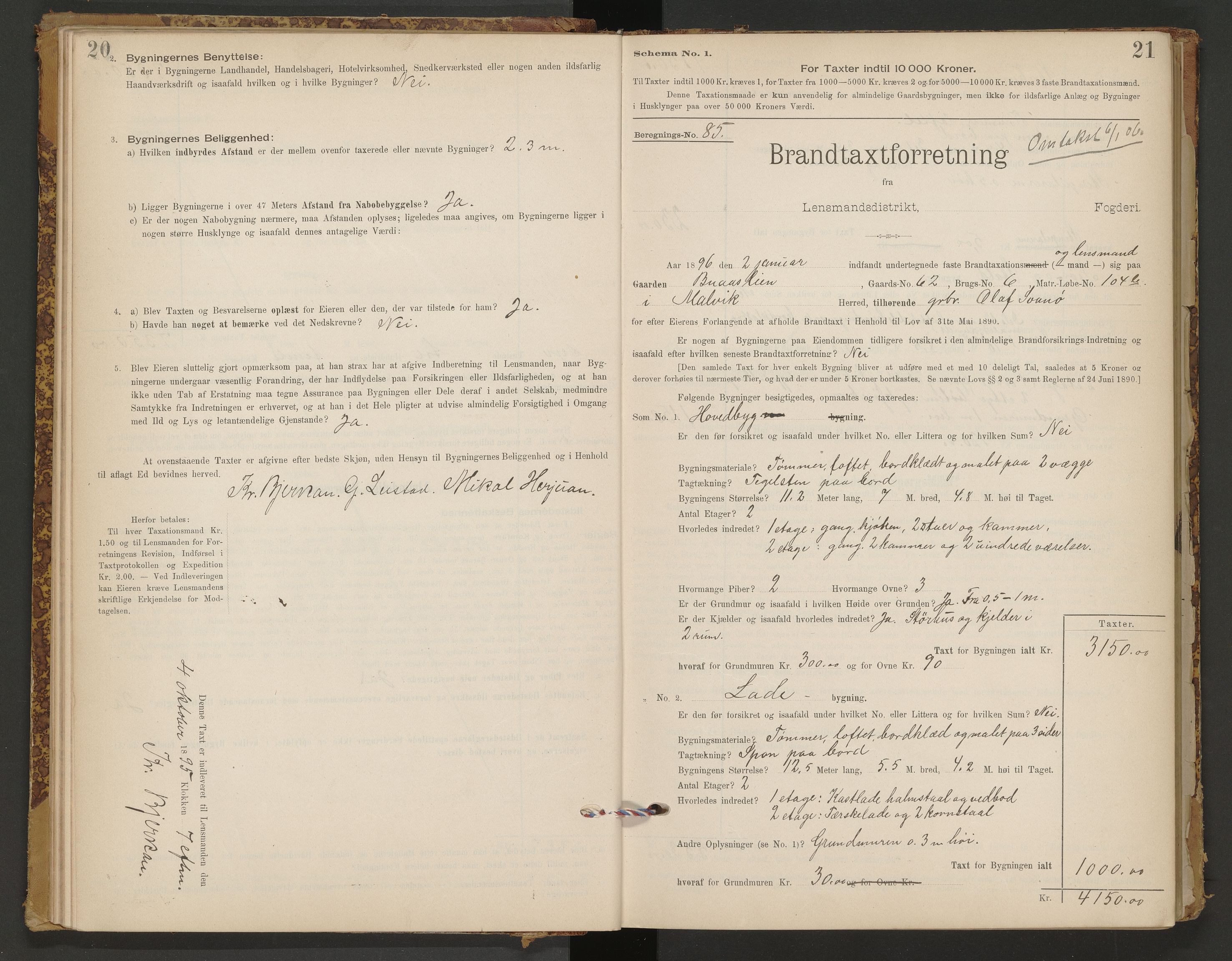 Norges Brannkasse Malvik, AV/SAT-A-1289/Fb/L0001: Branntakstprotokoll, 1895-1945, p. 20-21