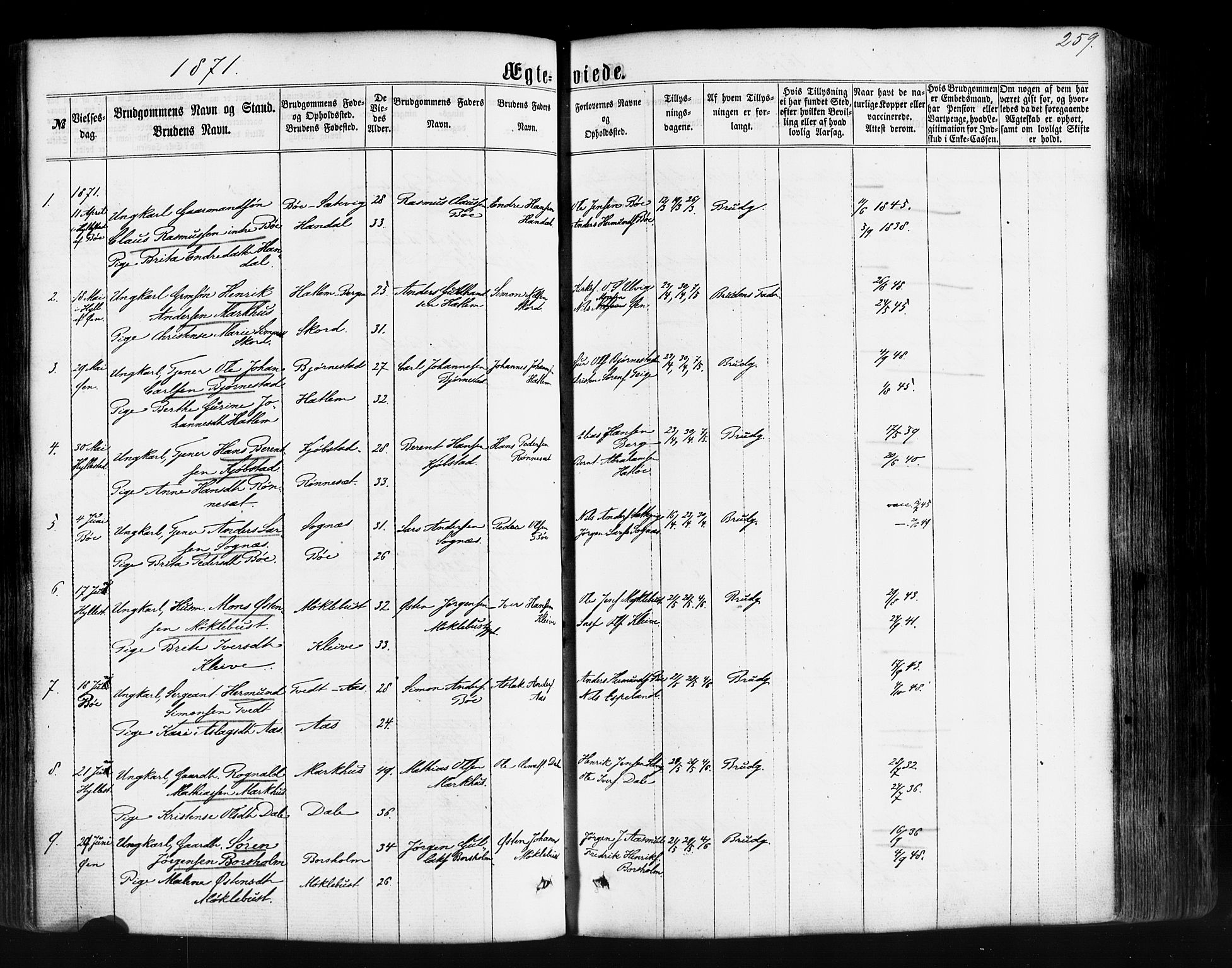 Hyllestad sokneprestembete, SAB/A-80401: Parish register (official) no. A 1, 1861-1886, p. 259