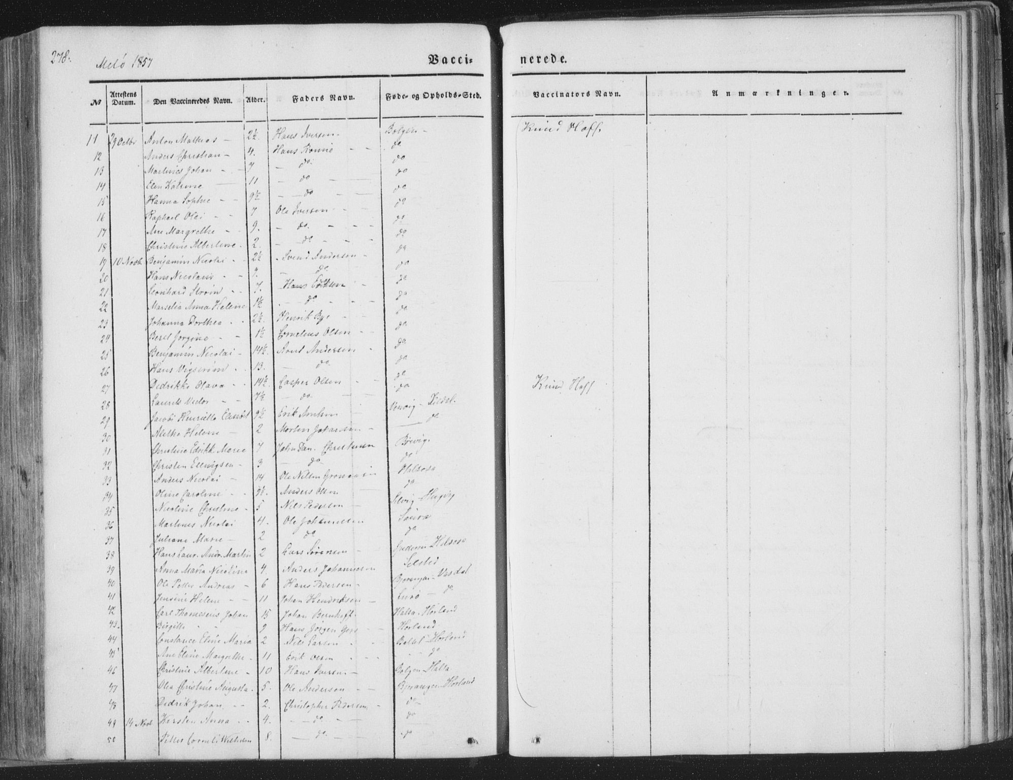 Ministerialprotokoller, klokkerbøker og fødselsregistre - Nordland, AV/SAT-A-1459/841/L0604: Parish register (official) no. 841A09 /2, 1845-1862, p. 278