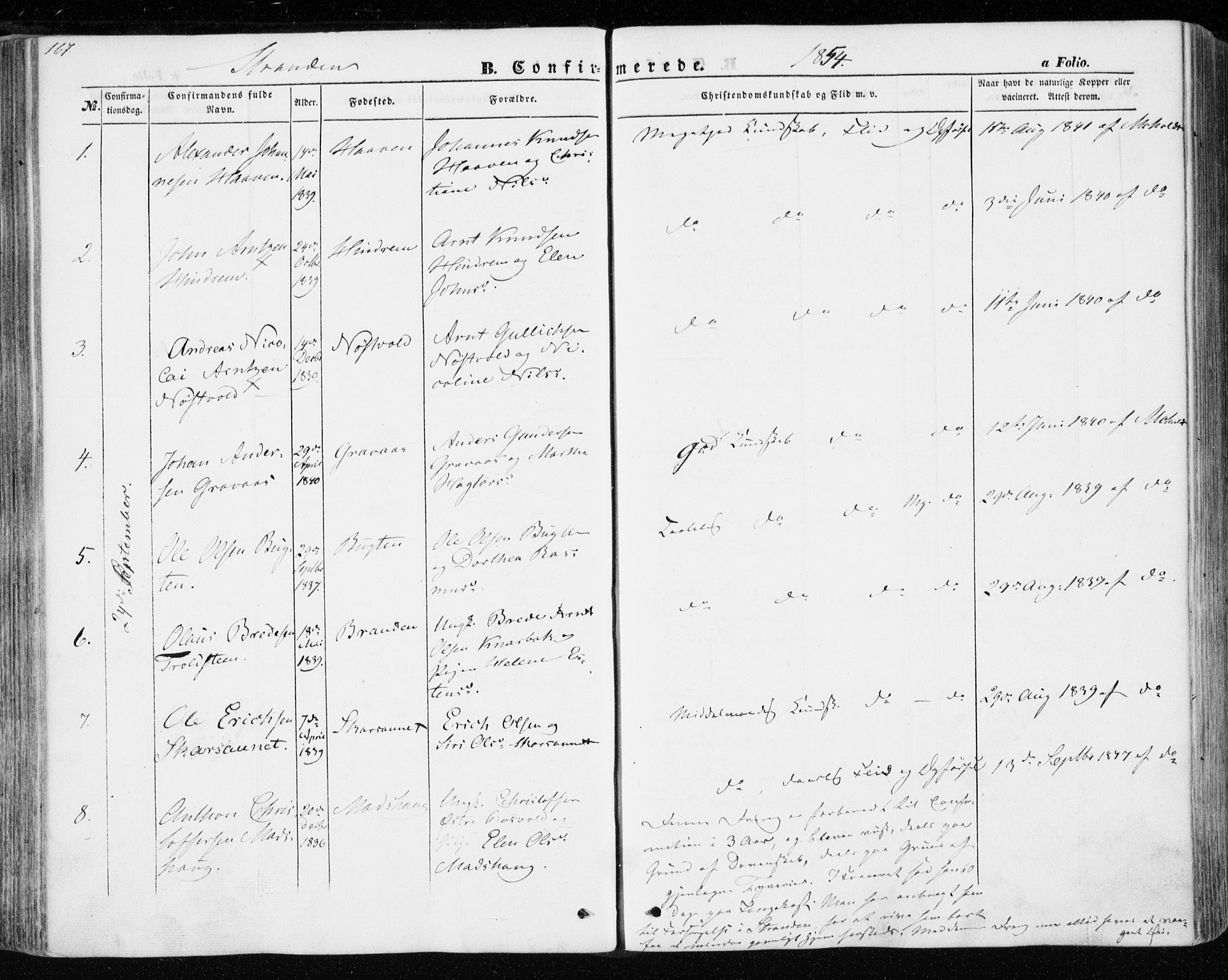 Ministerialprotokoller, klokkerbøker og fødselsregistre - Nord-Trøndelag, SAT/A-1458/701/L0008: Parish register (official) no. 701A08 /1, 1854-1863, p. 167