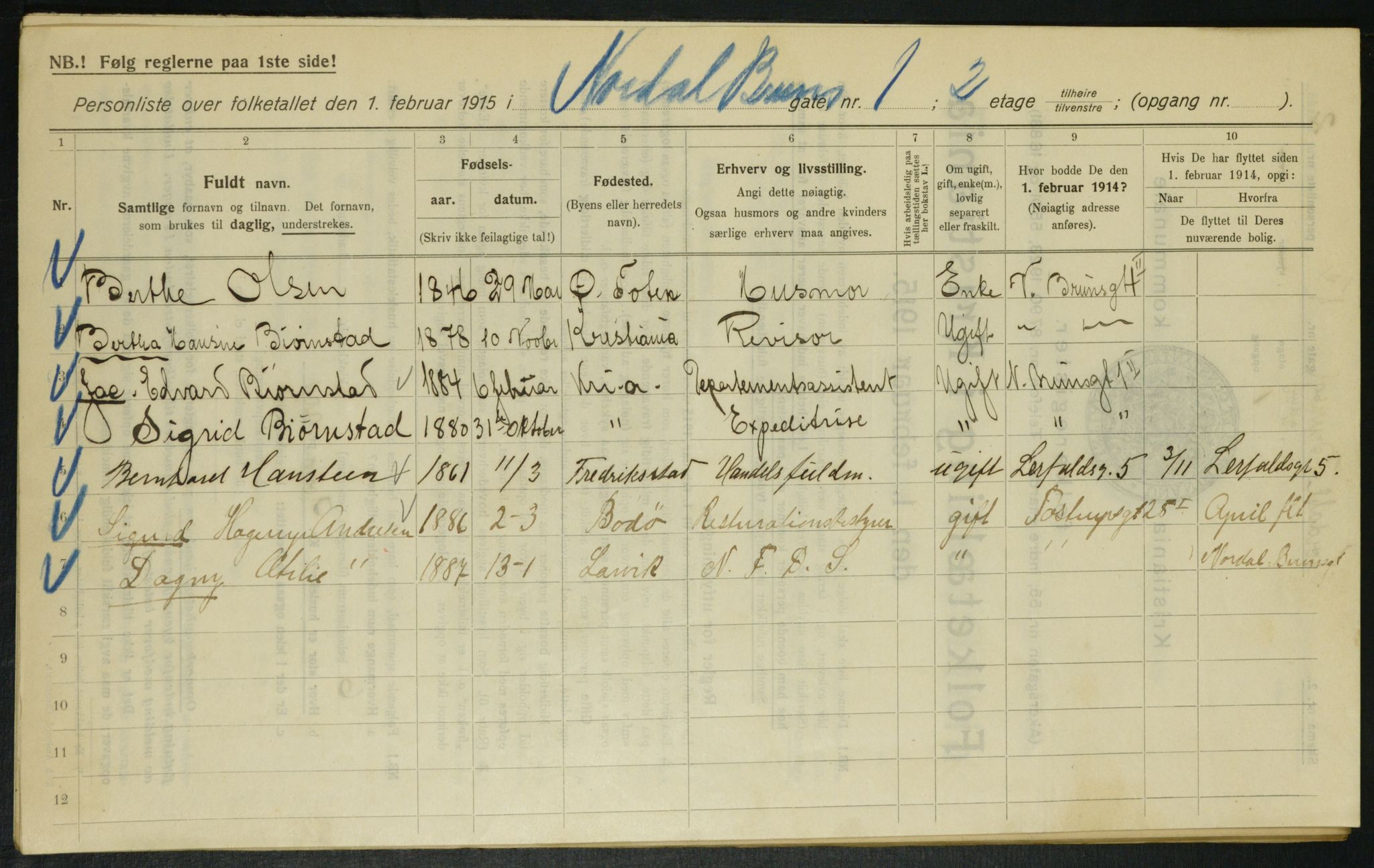 OBA, Municipal Census 1915 for Kristiania, 1915, p. 71562