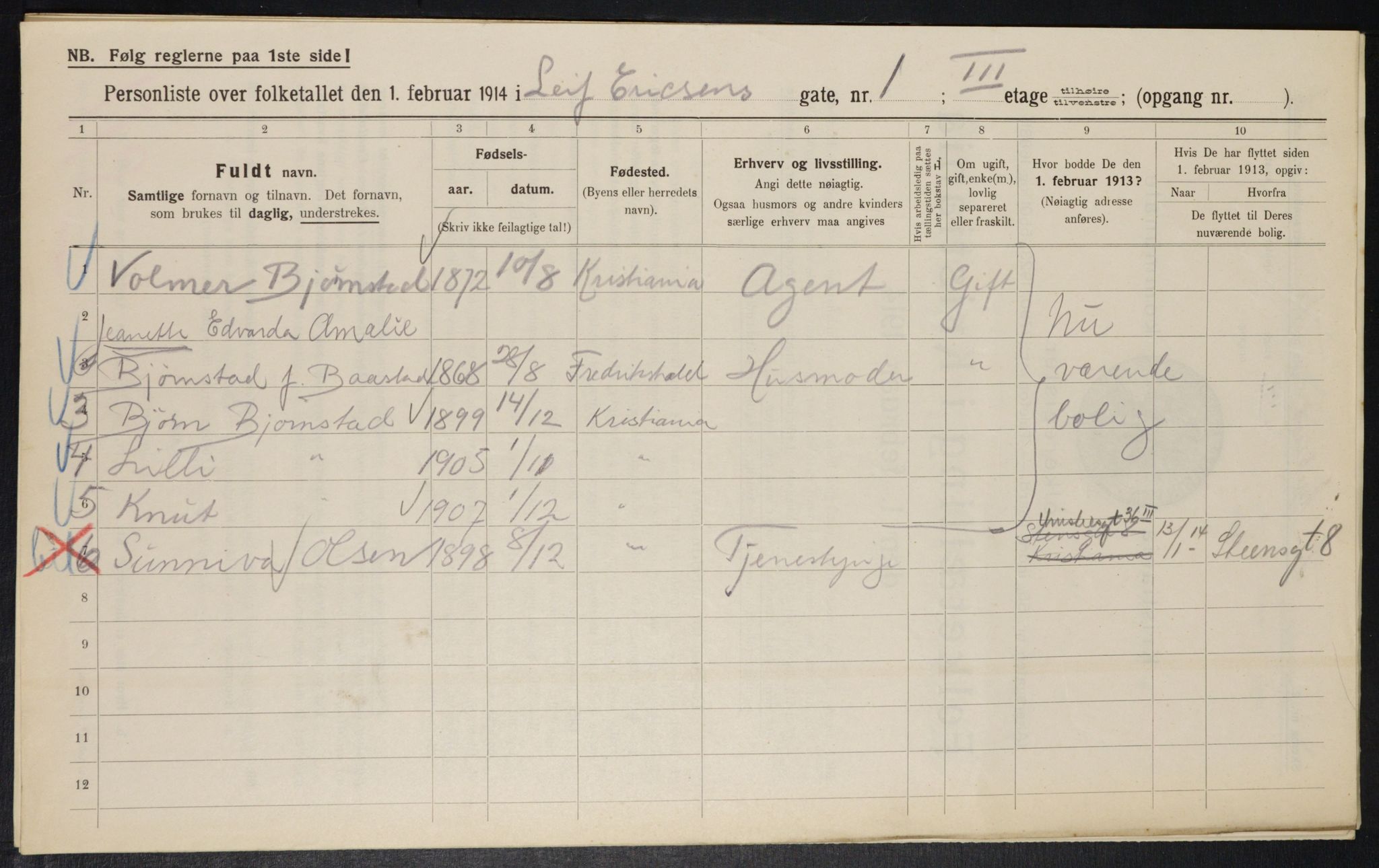 OBA, Municipal Census 1914 for Kristiania, 1914, p. 57338