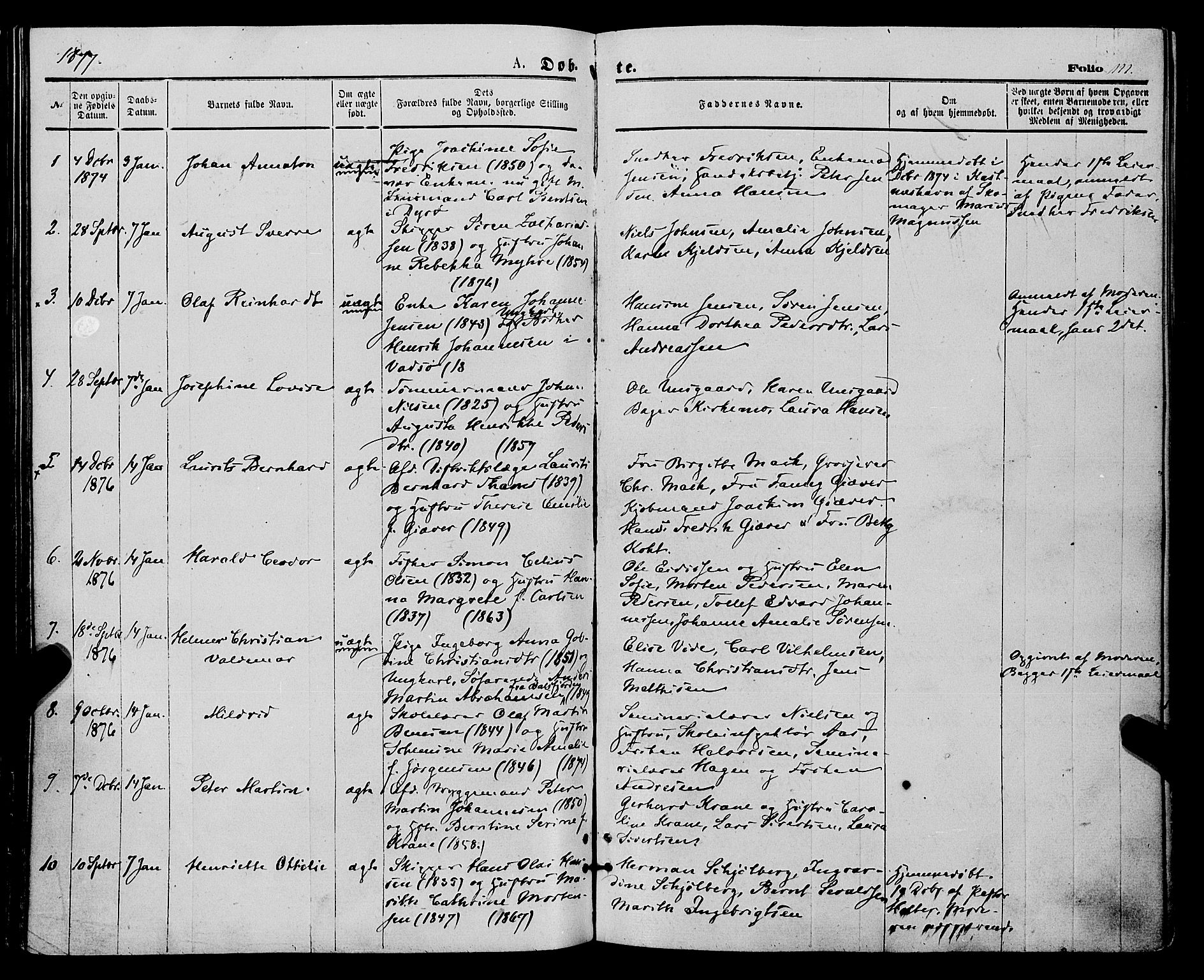 Tromsø sokneprestkontor/stiftsprosti/domprosti, AV/SATØ-S-1343/G/Ga/L0013kirke: Parish register (official) no. 13, 1872-1877, p. 111