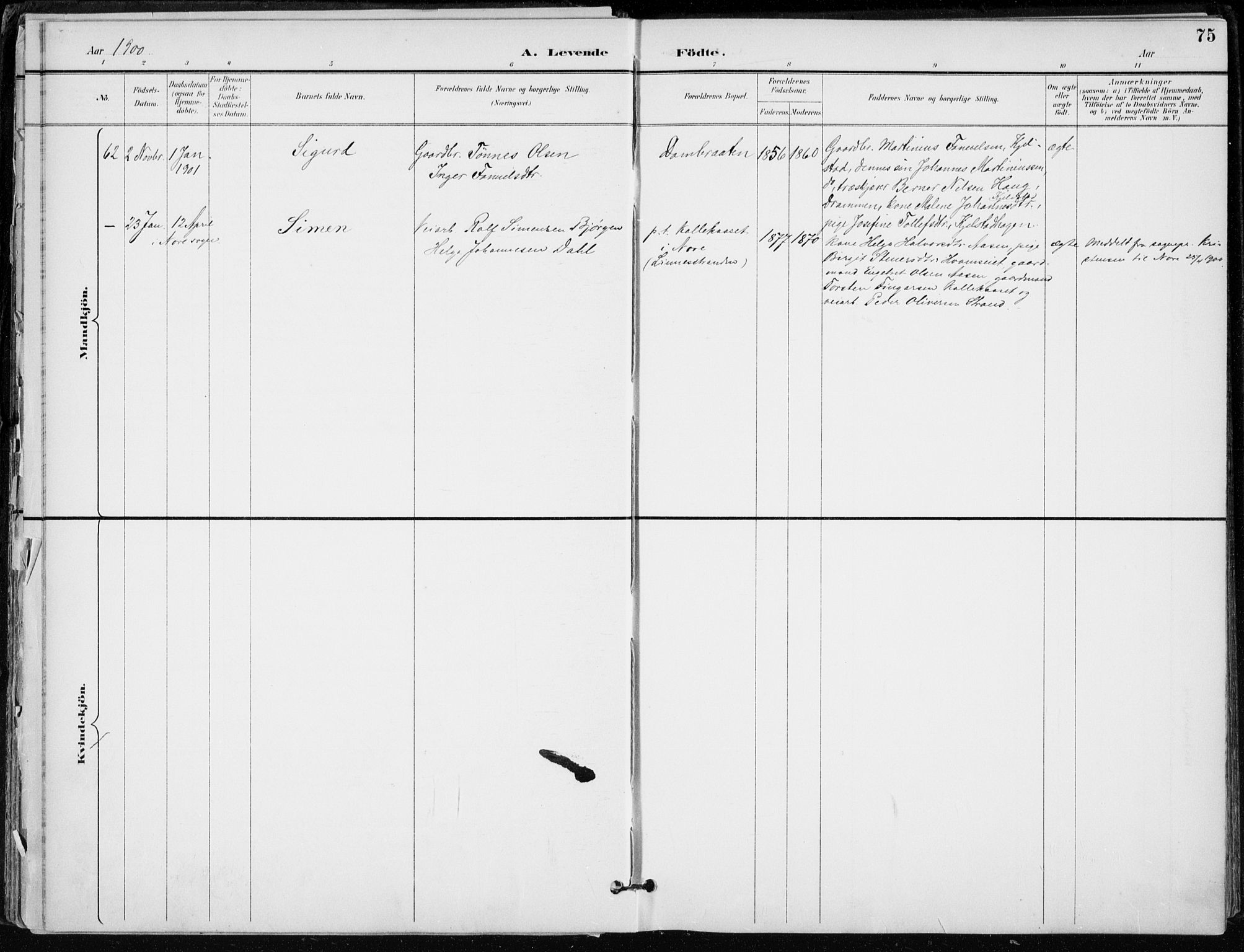 Lier kirkebøker, AV/SAKO-A-230/F/Fa/L0016: Parish register (official) no. I 16, 1895-1900, p. 75
