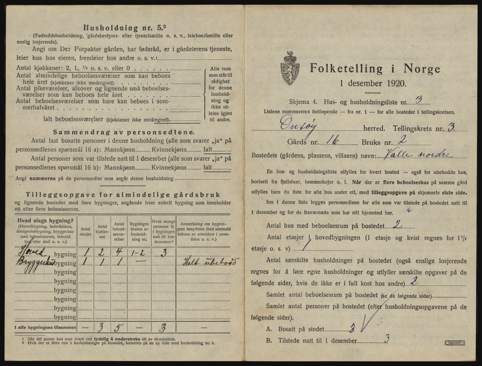 SAO, 1920 census for Onsøy, 1920, p. 294