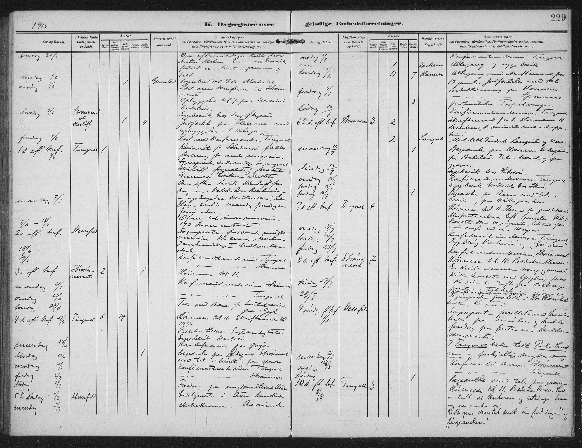 Ministerialprotokoller, klokkerbøker og fødselsregistre - Møre og Romsdal, AV/SAT-A-1454/586/L0989: Parish register (official) no. 586A15, 1906-1915, p. 229