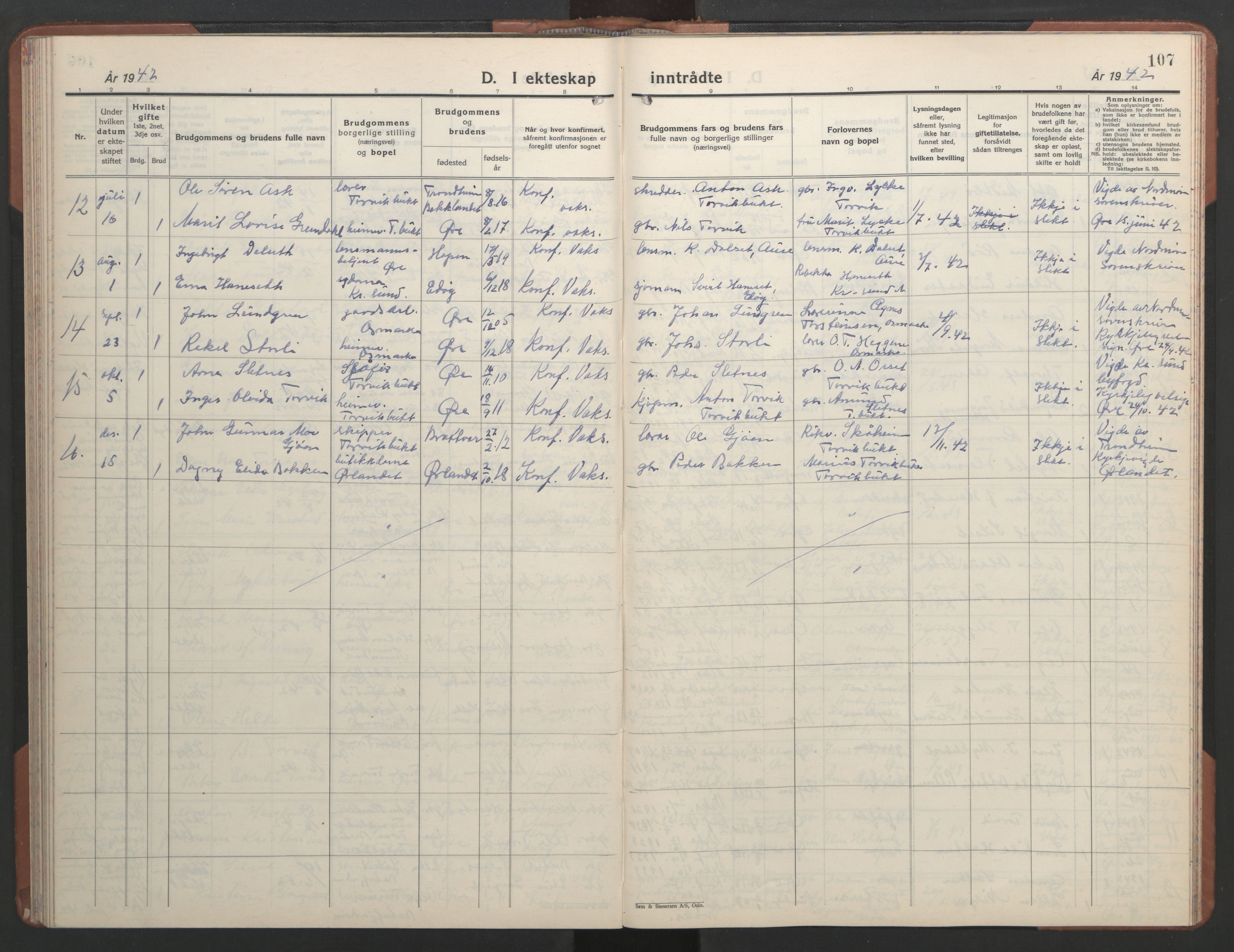 Ministerialprotokoller, klokkerbøker og fødselsregistre - Møre og Romsdal, AV/SAT-A-1454/584/L0971: Parish register (copy) no. 584C04, 1933-1946, p. 107