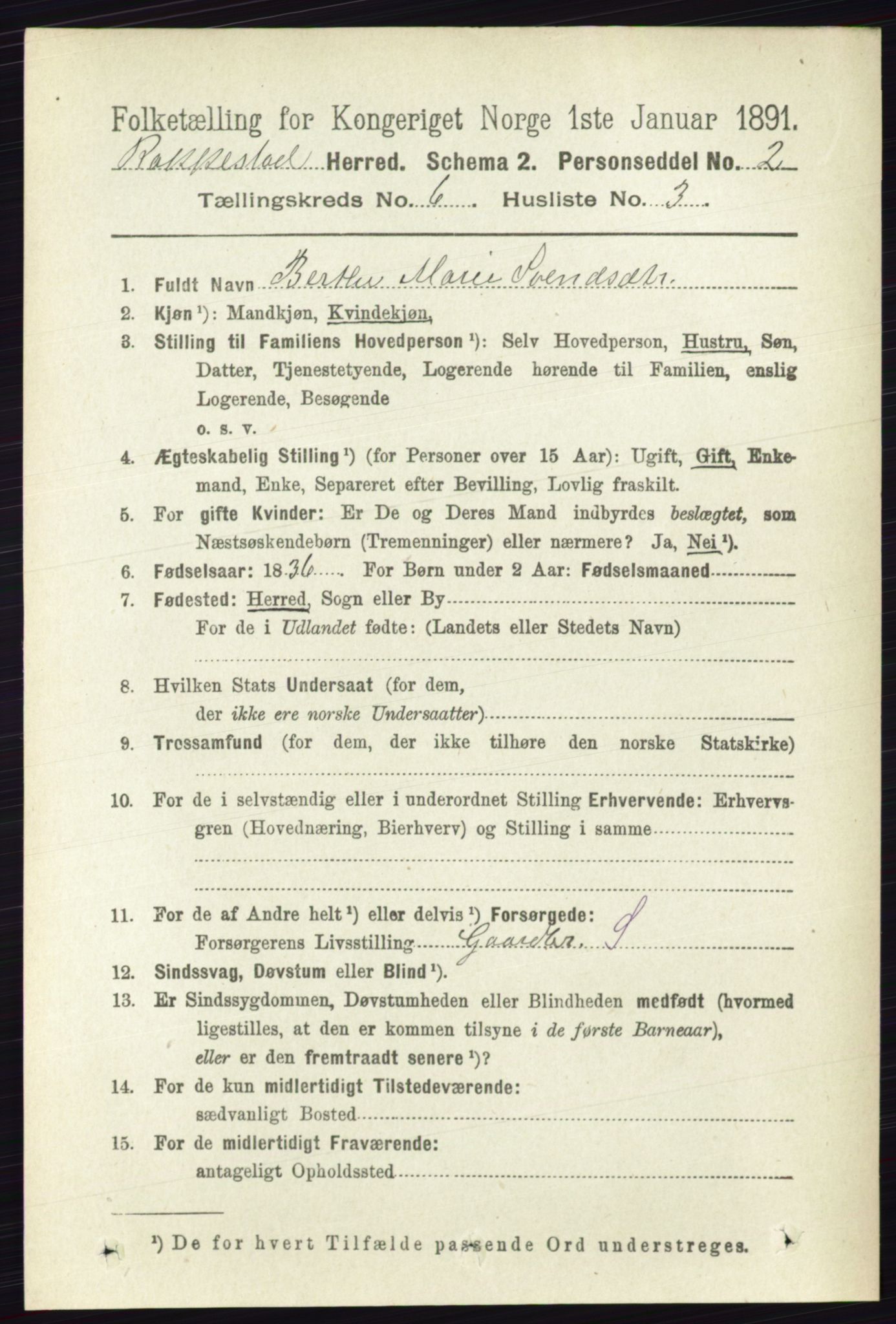 RA, 1891 census for 0128 Rakkestad, 1891, p. 2496