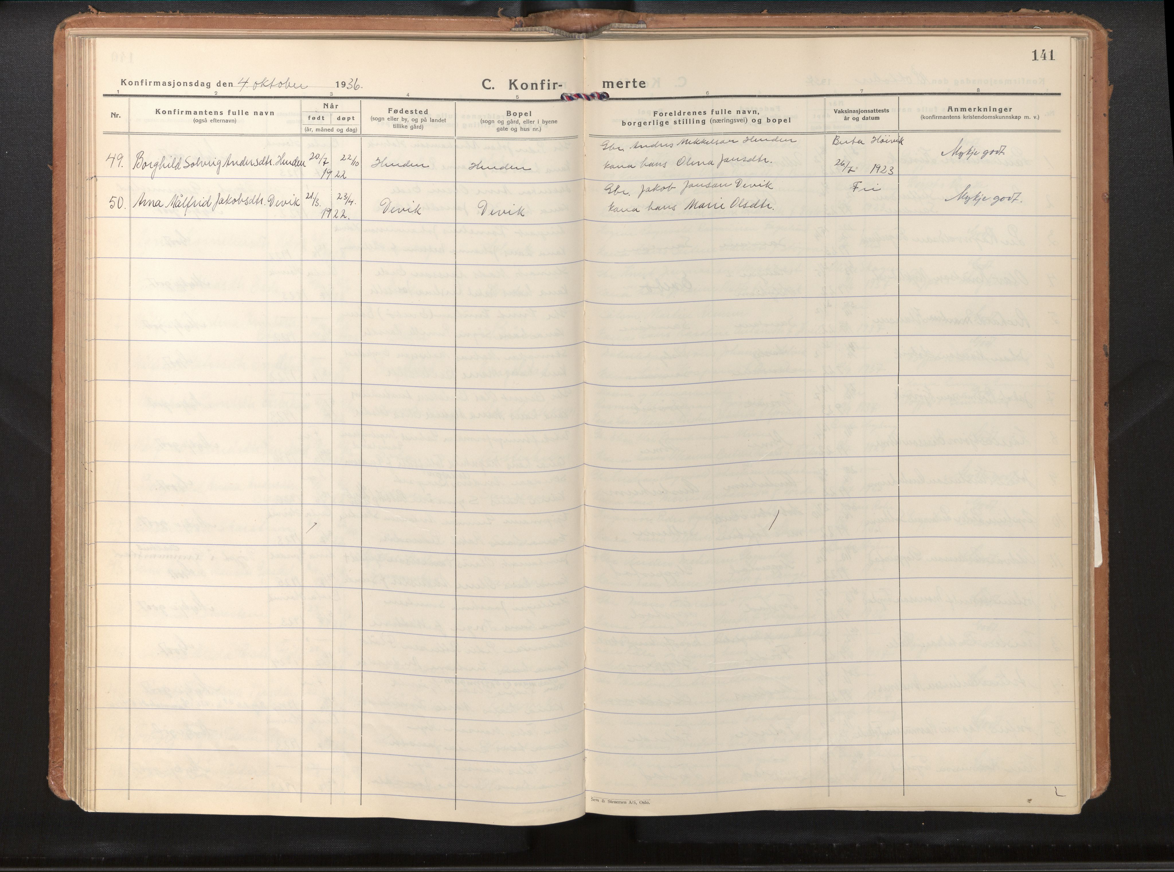 Gloppen sokneprestembete, SAB/A-80101/H/Haa/Haab/L0003: Parish register (official) no. B 3, 1928-1953, p. 140b-141a